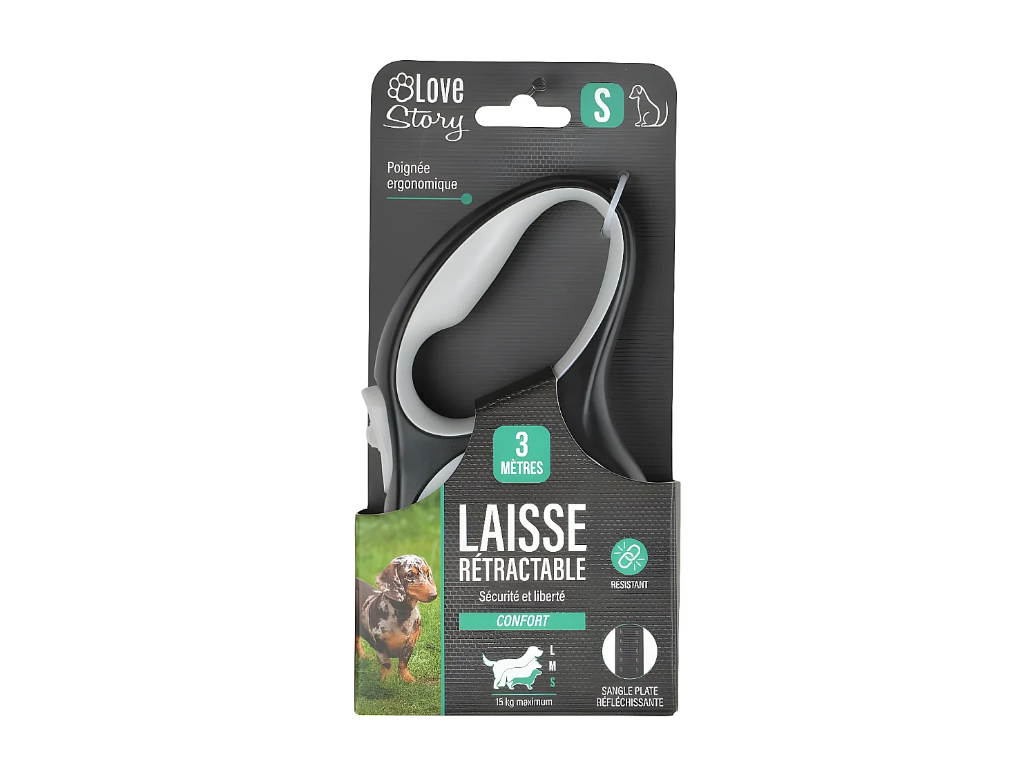 Laisse Rétractable Chien "Résistante" 16cm Blanc