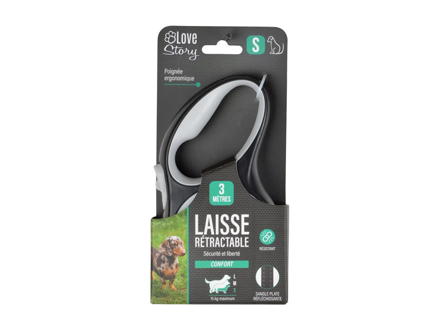 Laisse Rétractable Chien "Résistante" 16cm Blanc
