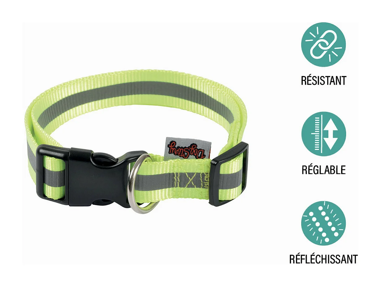 Collier Réglable Chien Réfléchissant "Essentiel" 45-65cm Jaune
