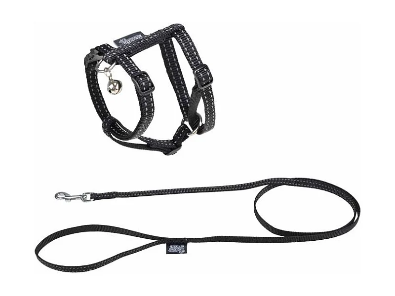 Harnais & Laisse pour Chat "Réfléchissant" 120cm Noir