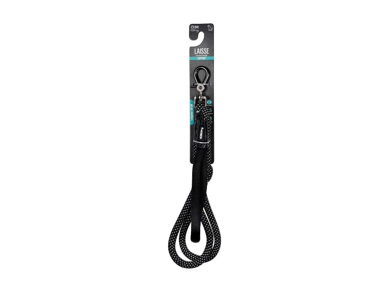 Laisse pour Chien "Corde Expert" 150cm Noir