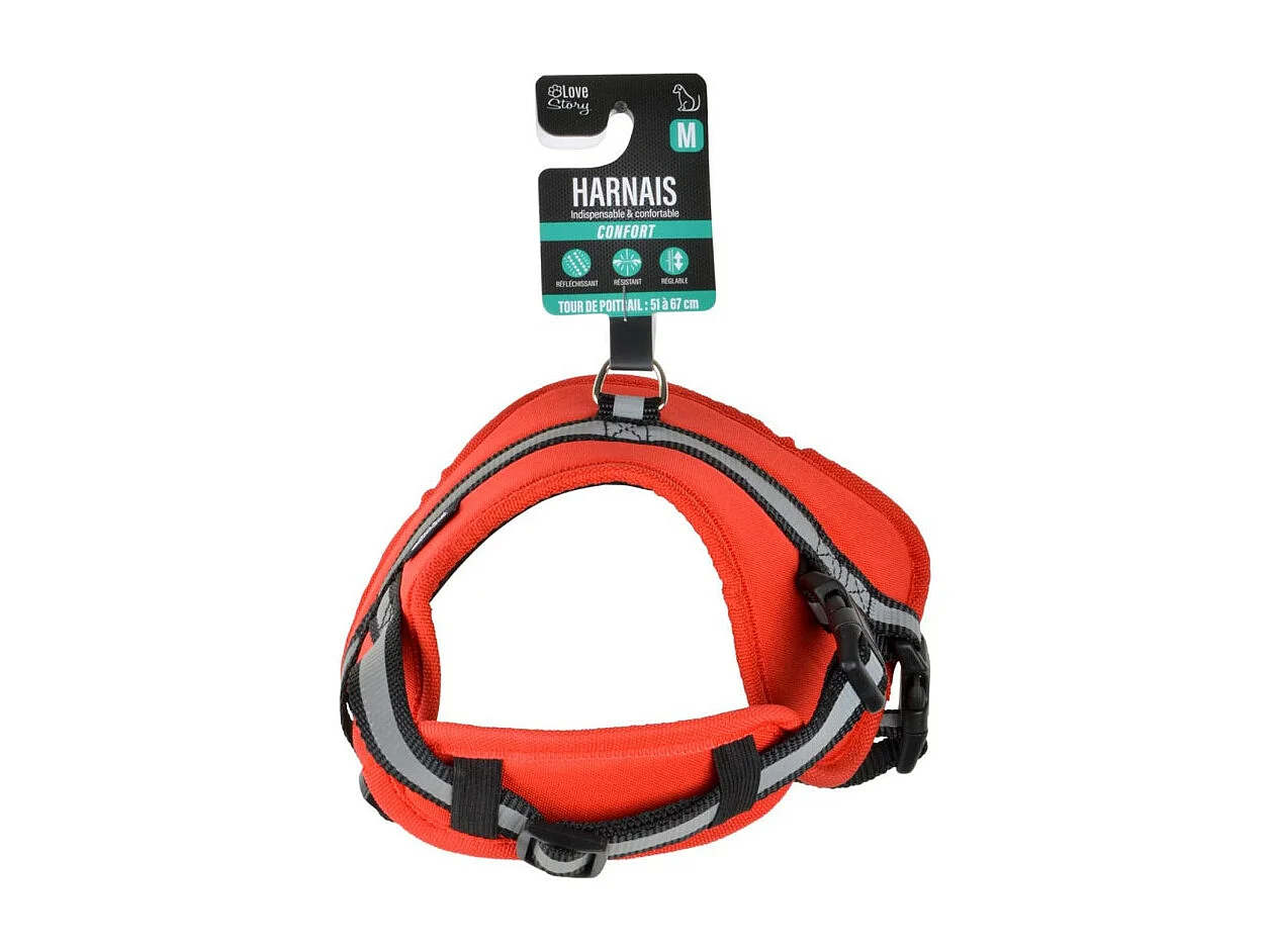 Harnais Réglable Confort "Essentiel" 51-67cm Rouge