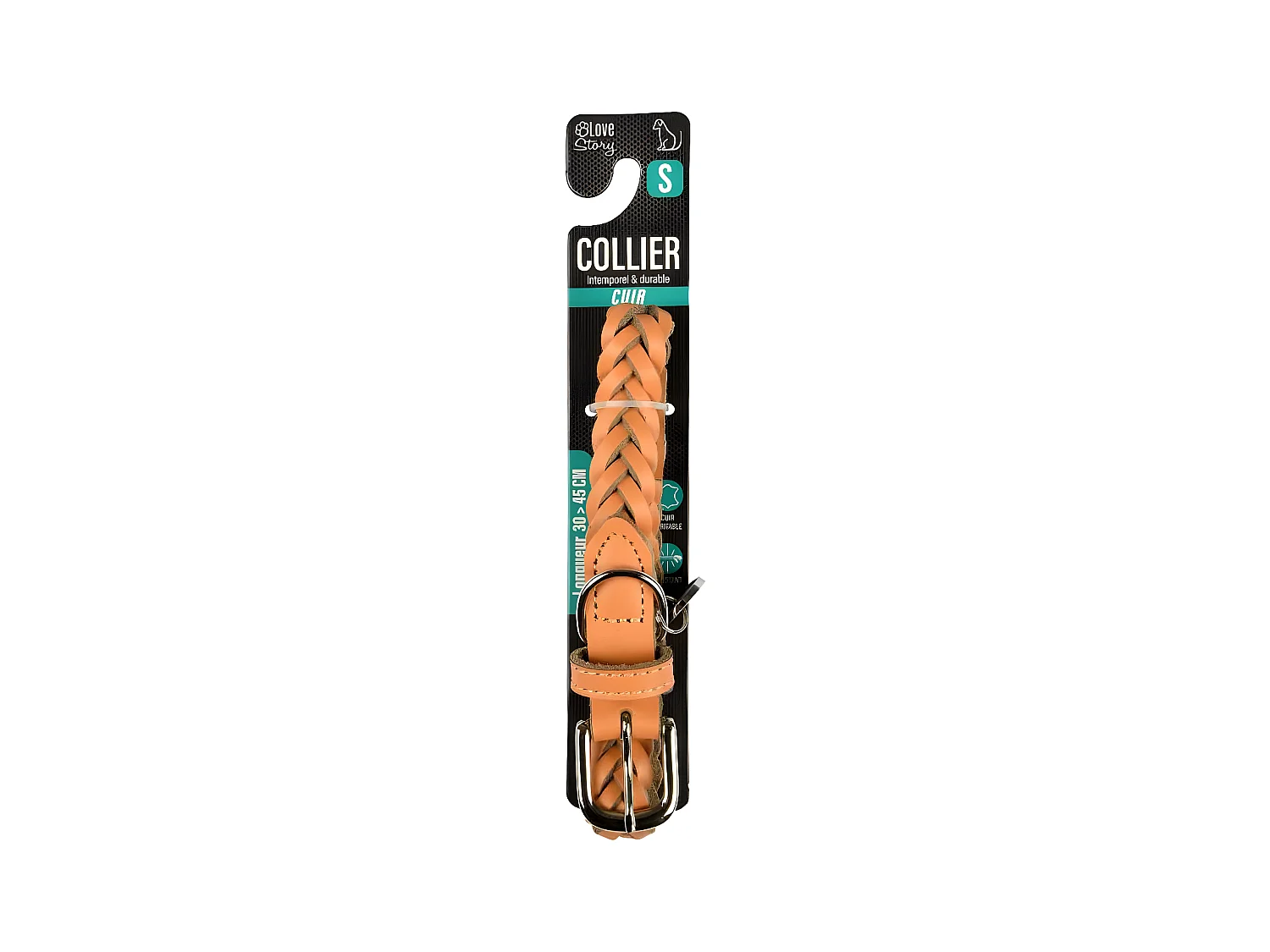 Collier pour Chien Réglable "Tressé" 30-45cm Naturel
