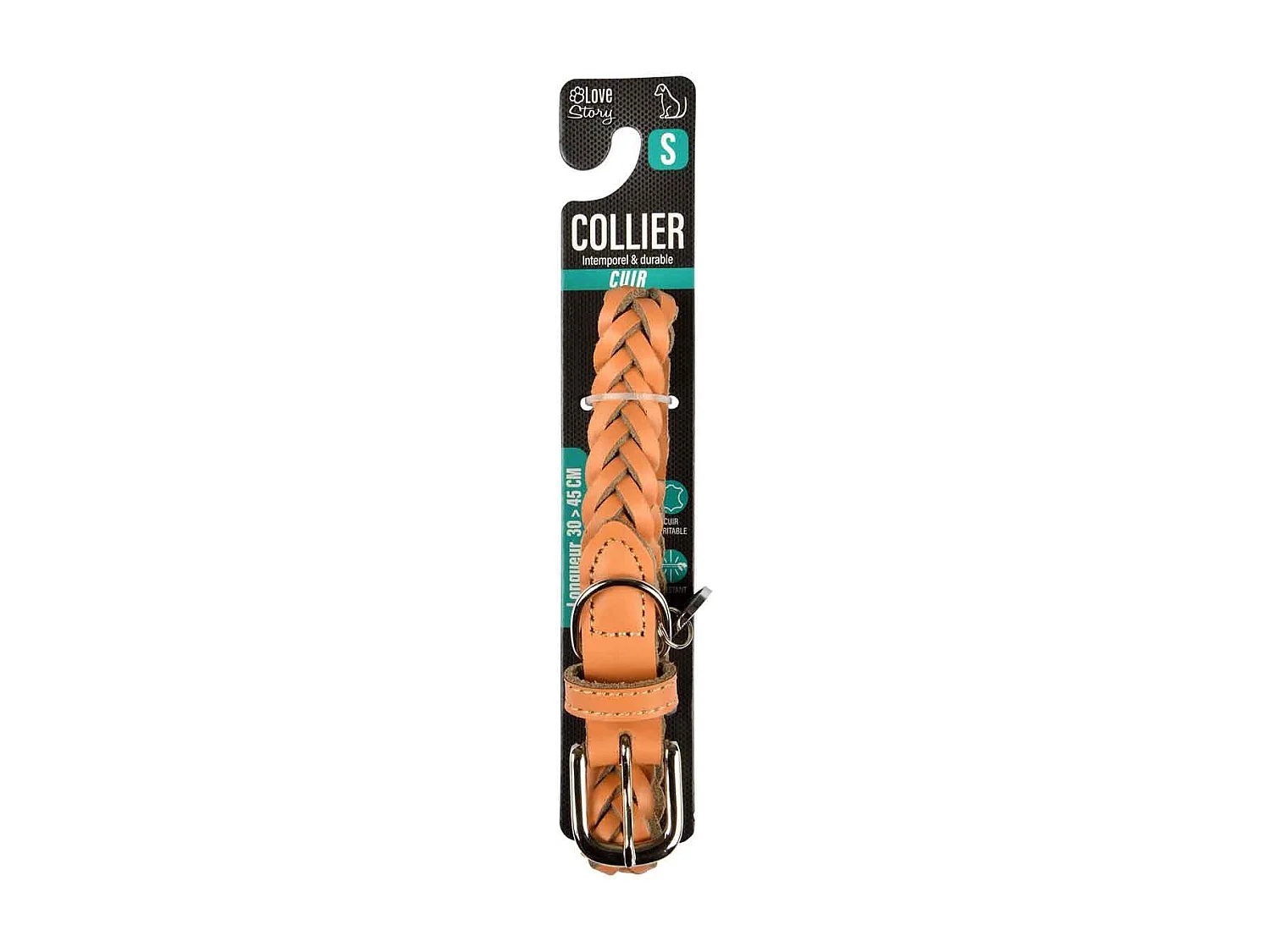 Collier pour Chien Réglable "Tressé" 30-45cm Naturel