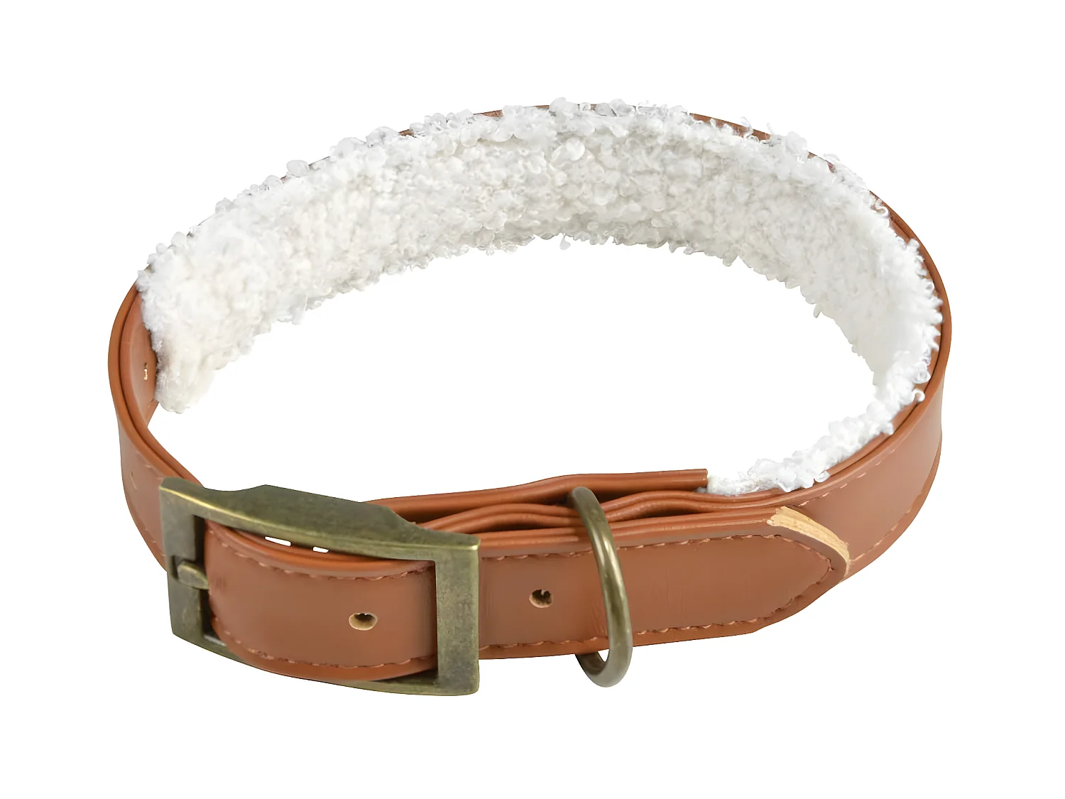Collier pour Chien "Wooly" 50cm Cognac & Écru