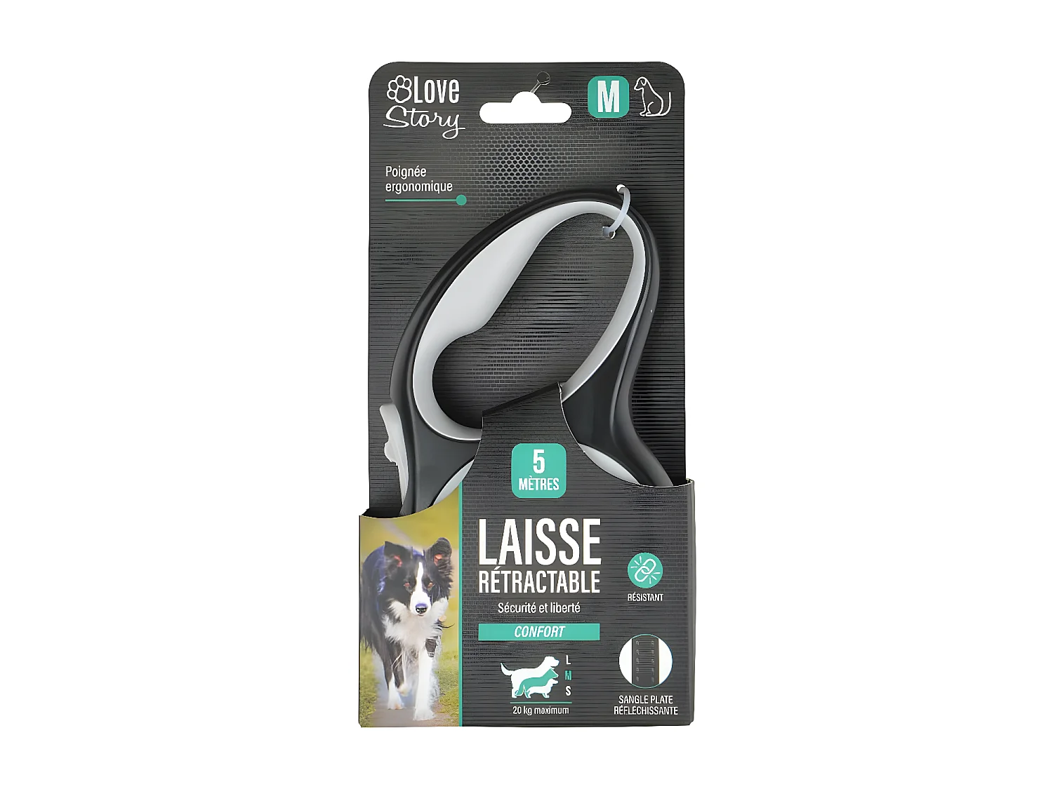Laisse Rétractable Chien "Résistante" 17cm Blanc