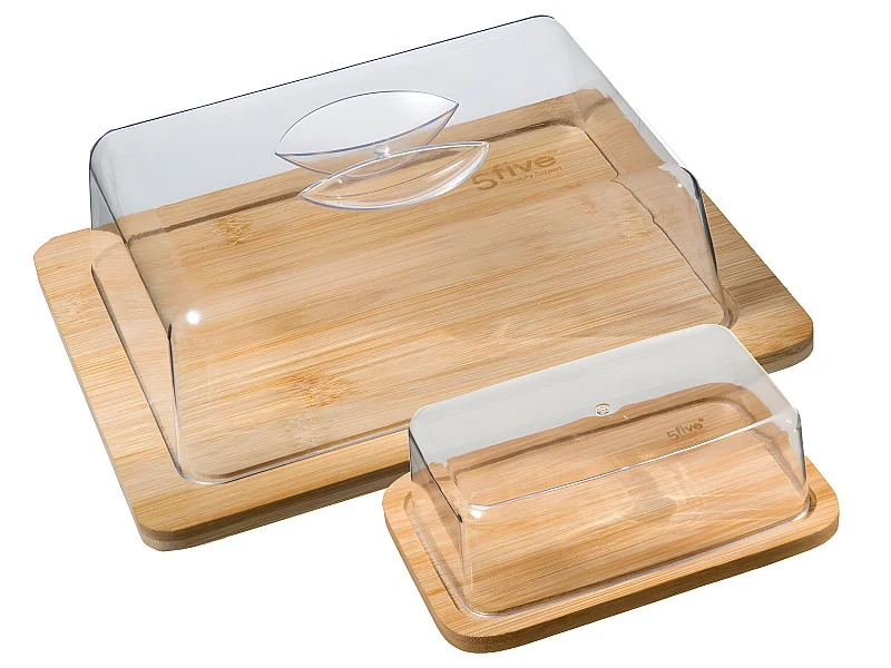 Boîte à Fromage & Beurrier "Bambou" 24cm Naturel