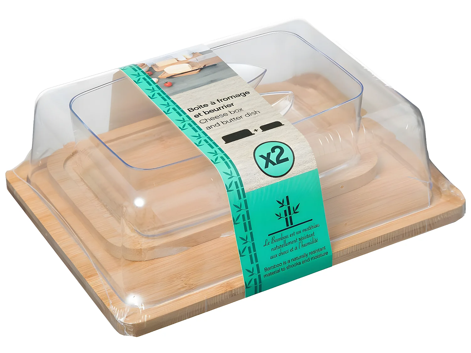 Boîte à Fromage & Beurrier "Bambou" 24cm Naturel