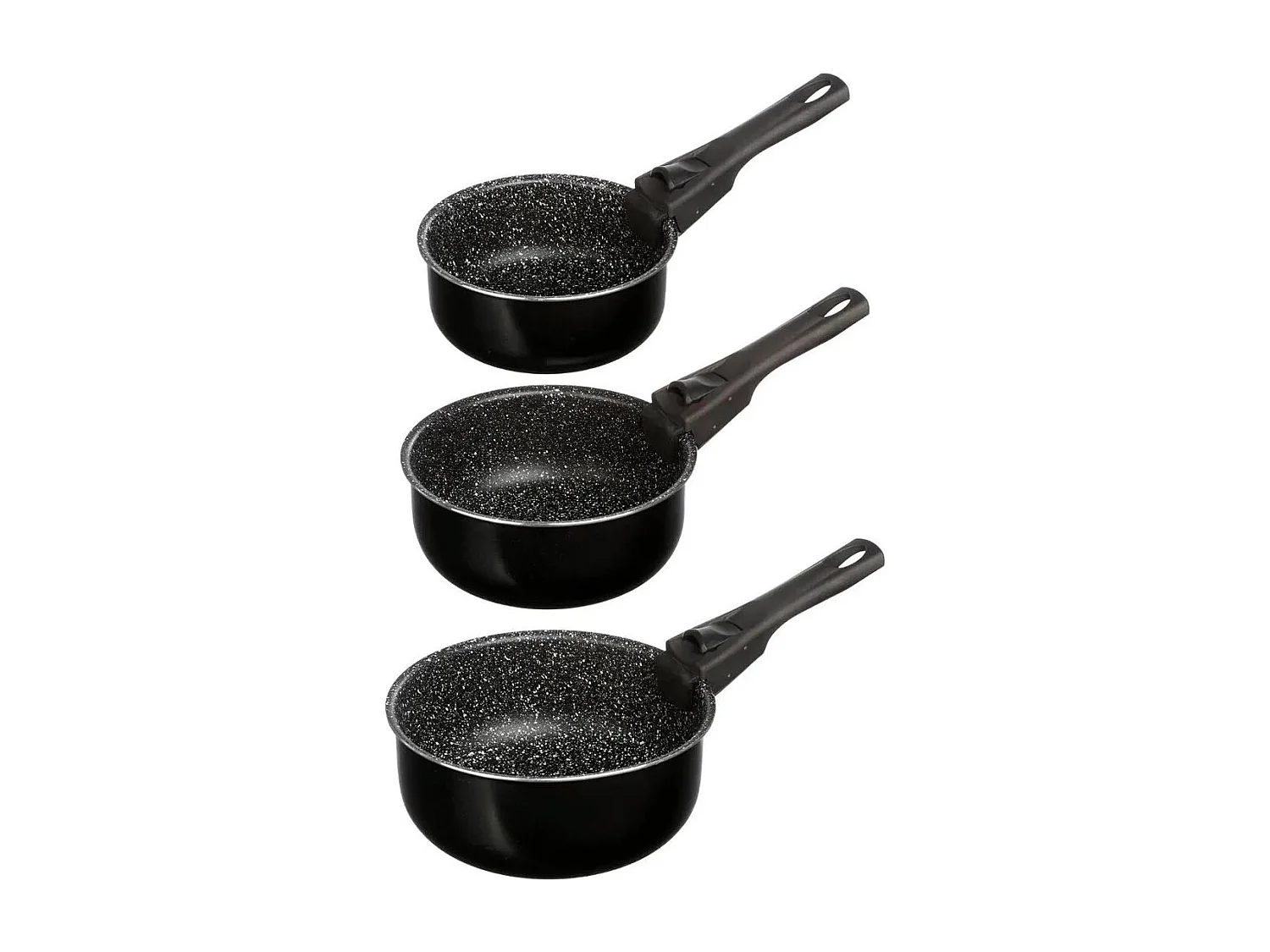 Lot de 3 Casseroles Poignée Amovible "Pierre" 20cm Noir
