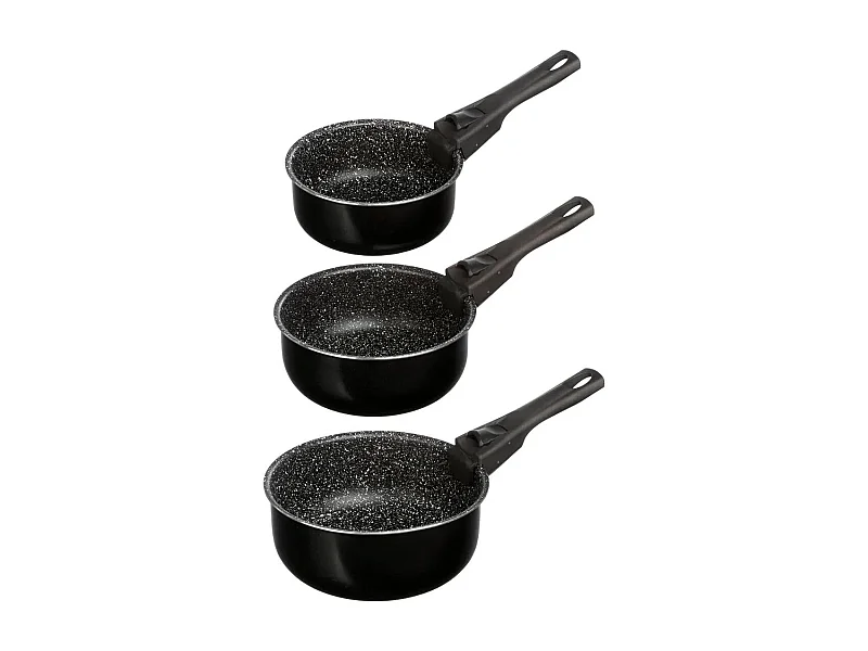 Lot de 3 Casseroles Poignée Amovible "Pierre" 20cm Noir