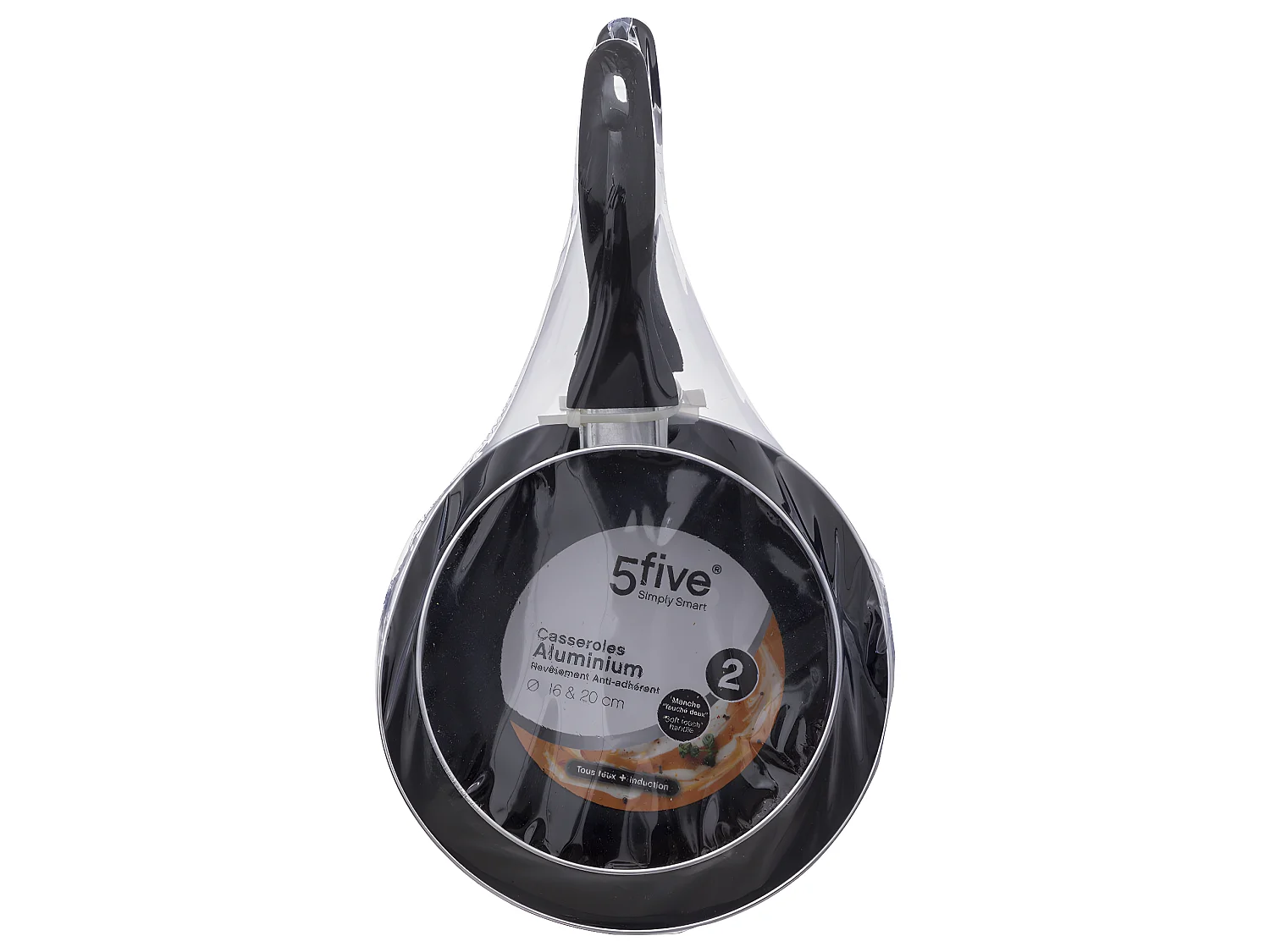 Lot de 2 Casseroles "Aluminium" 20cm Noir