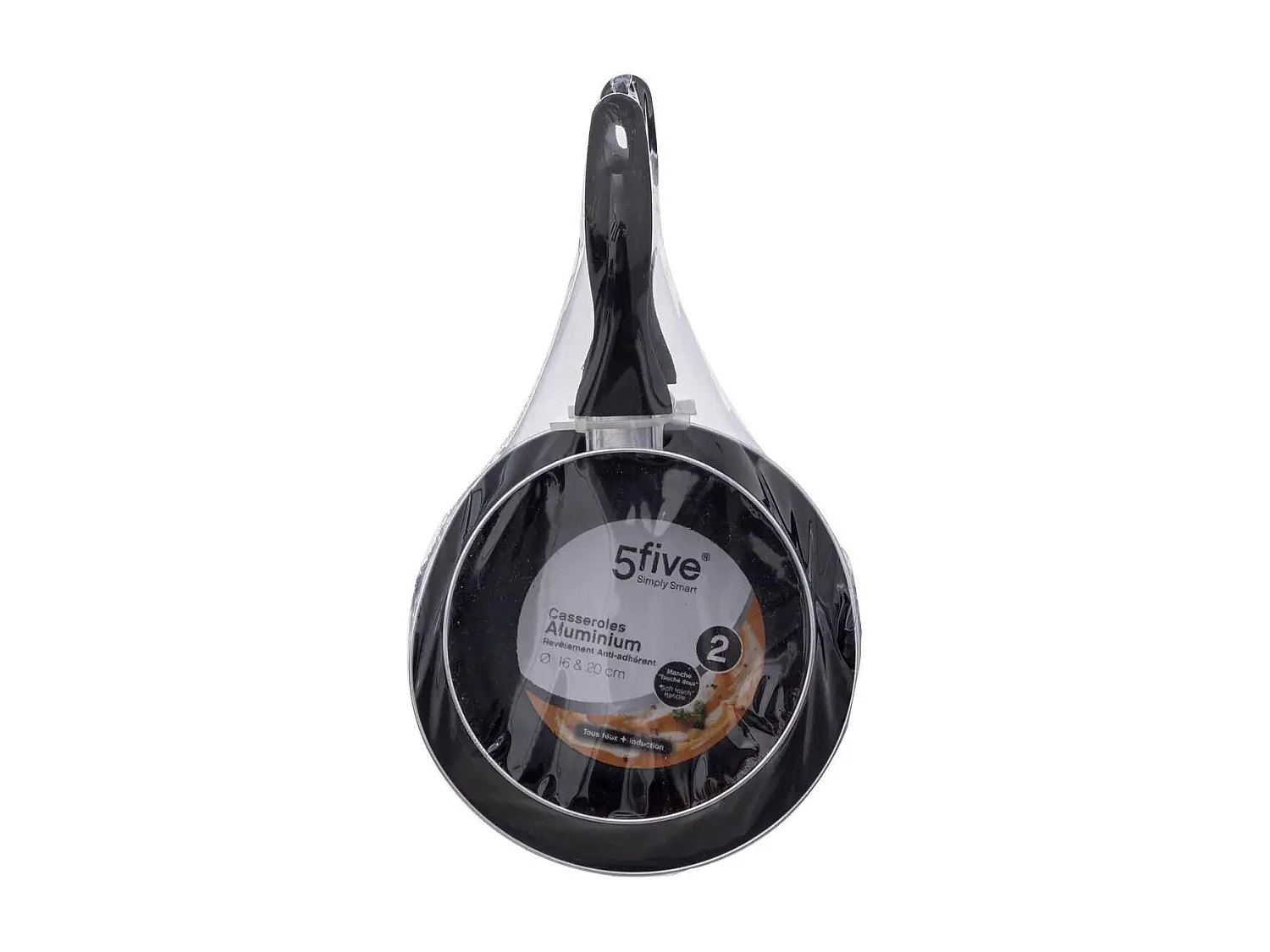 Lot de 2 Casseroles "Aluminium" 20cm Noir