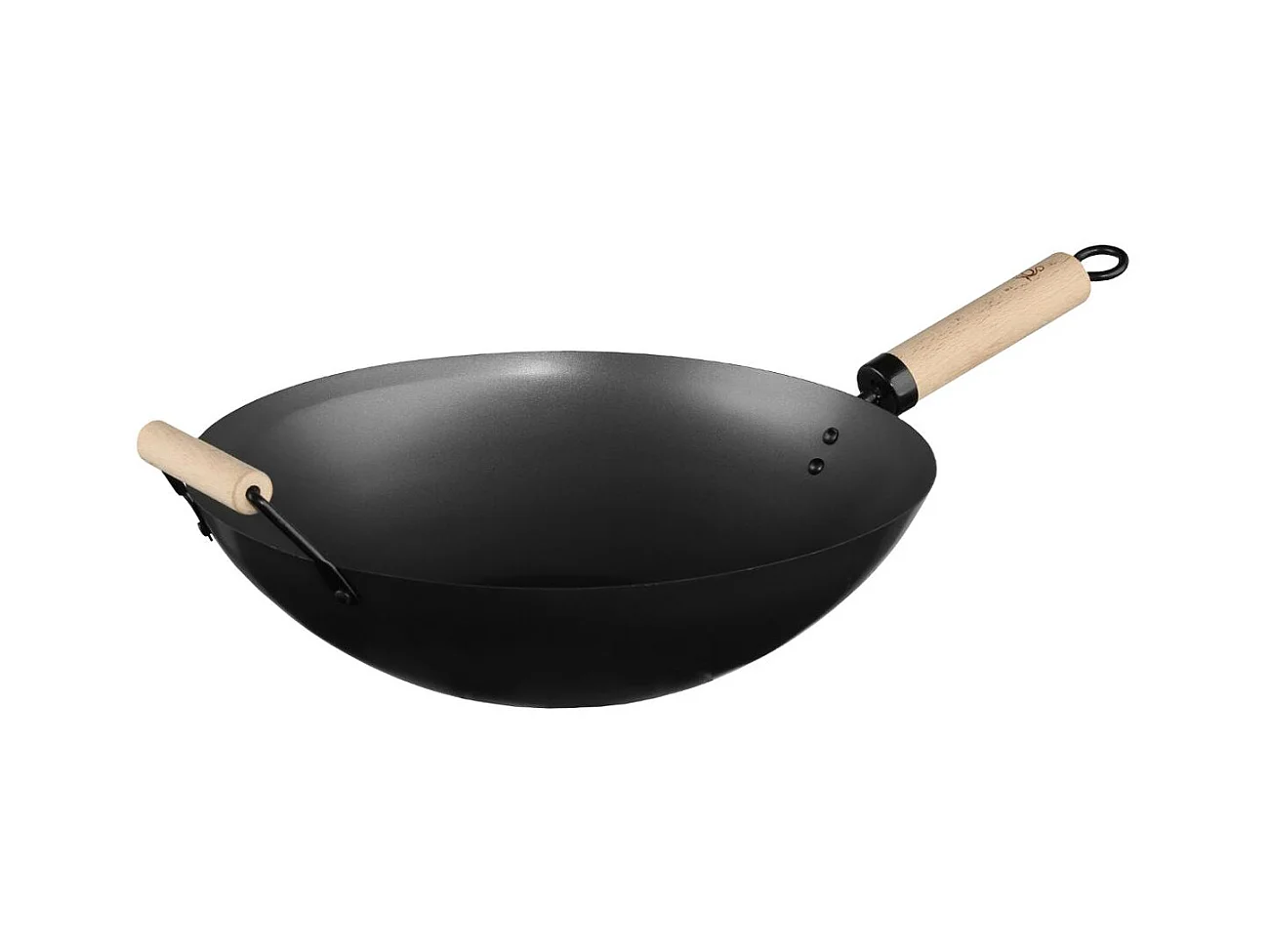 Wok en Acier & Manche en Bois "Tio" 35cm Noir