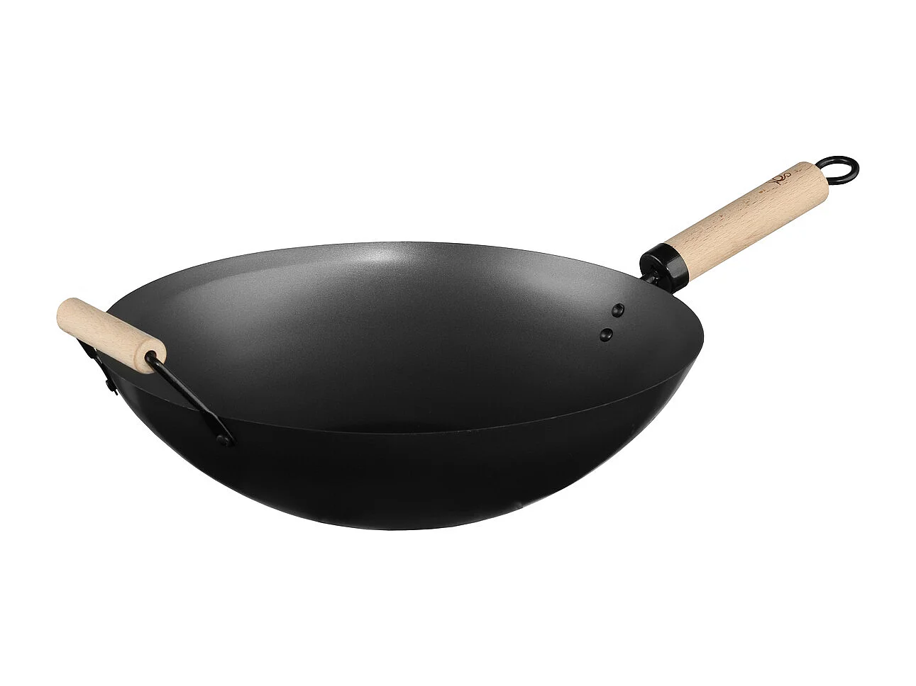 Wok en Acier & Manche en Bois "Tio" 35cm Noir