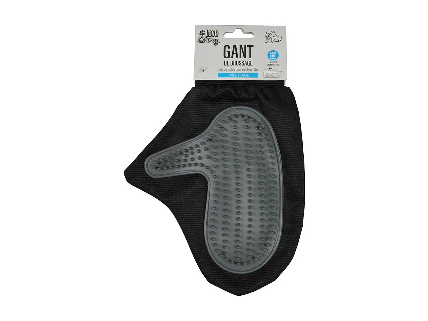 Gant de Brossage pour Chien & Chat "1 Face" 24cm Noir