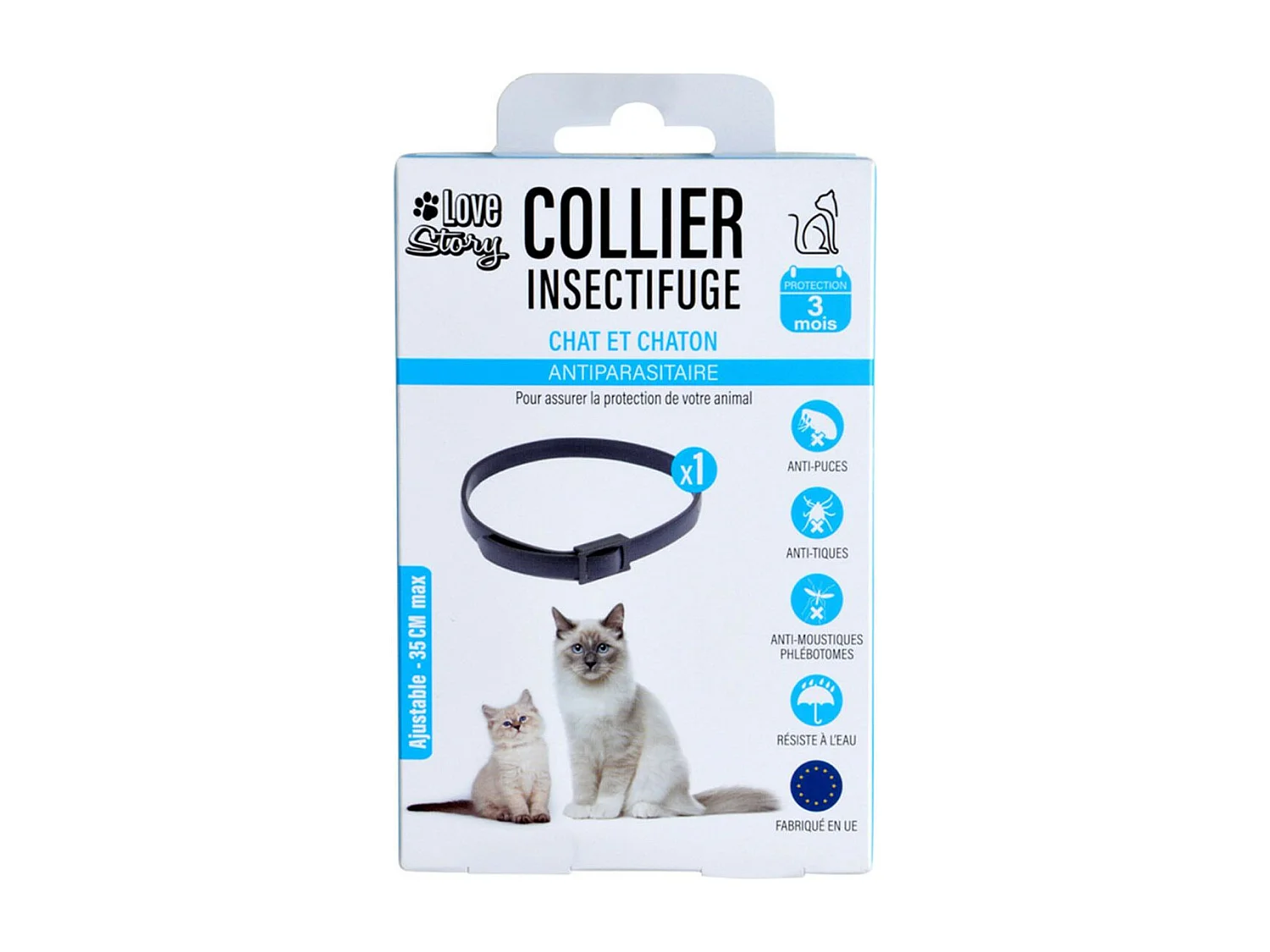 Collier Insectifuge pour Chat "3 Mois" 35cm Noir
