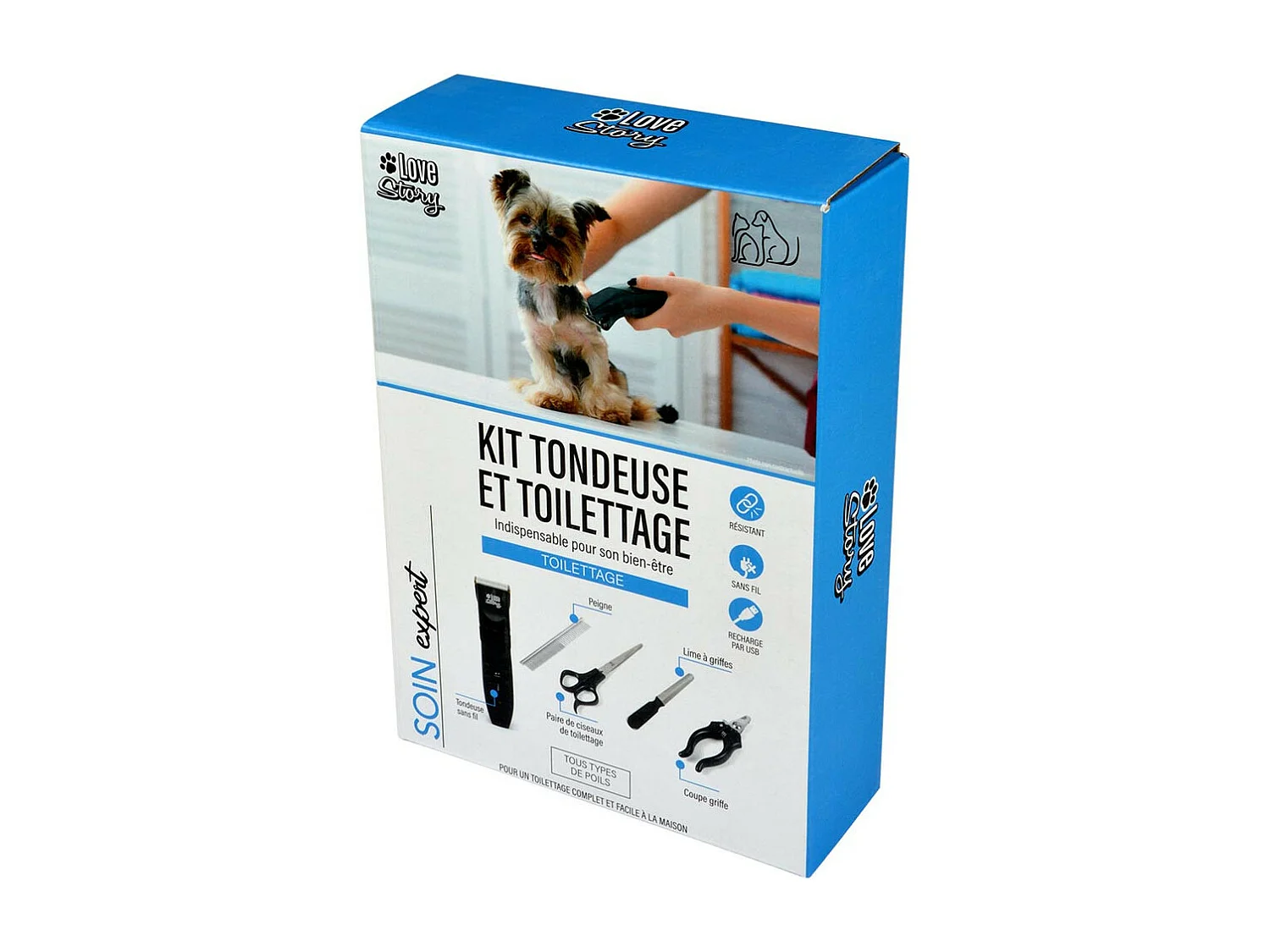 Kit de Toilettage pour Chien "Avec Tondeuse" Noir