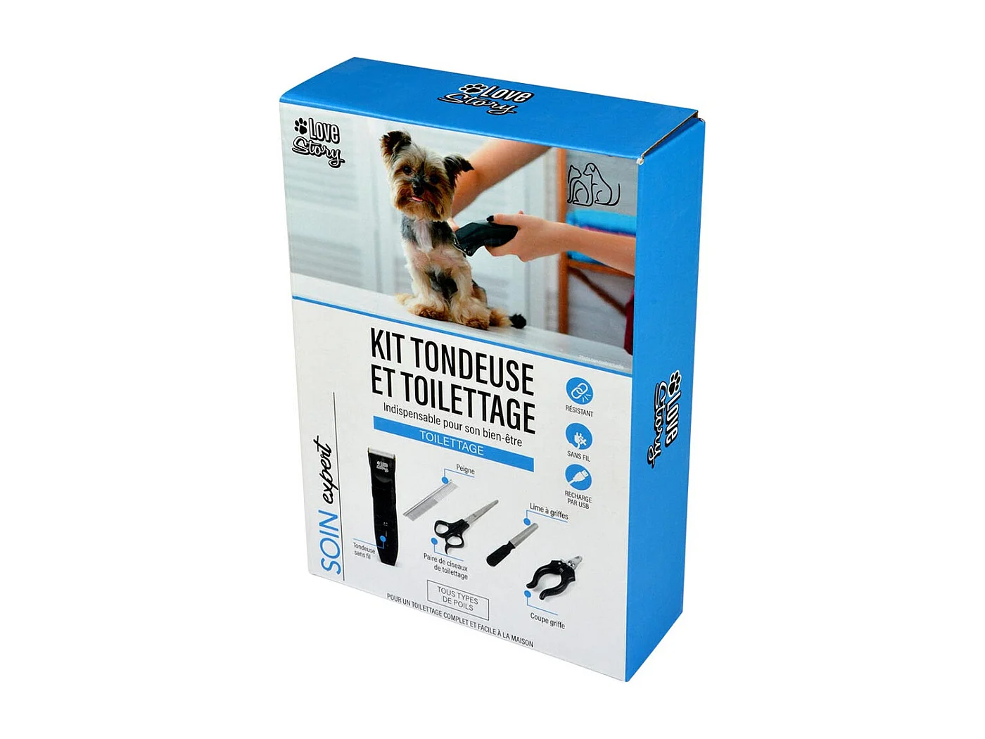 Kit de Toilettage pour Chien "Avec Tondeuse" Noir