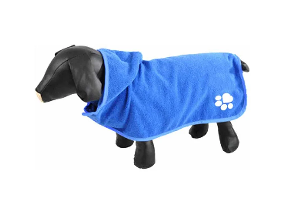 Peignoir de Bain pour Chien "Capuche" 35cm Bleu