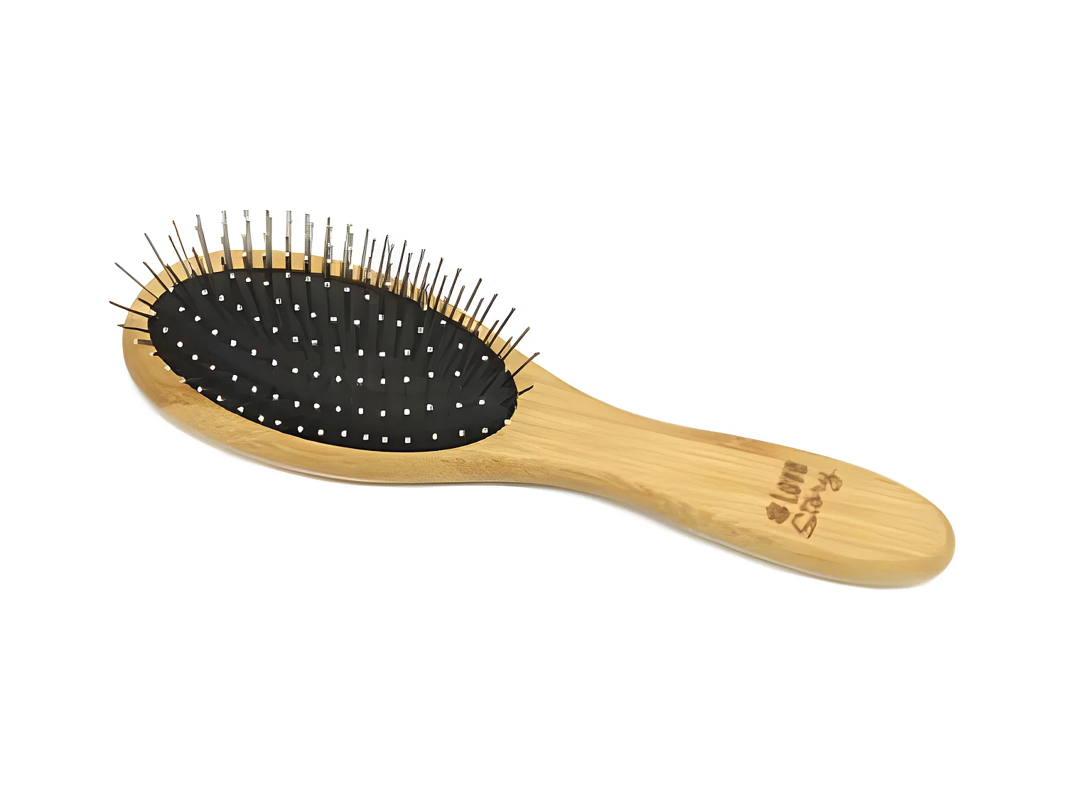 Brosse de Toilettage Bambou "Picots Perles" 22cm Naturel
