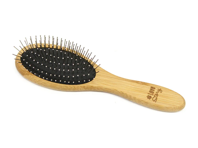 Brosse de Toilettage Bambou "Picots Perles" 22cm Naturel