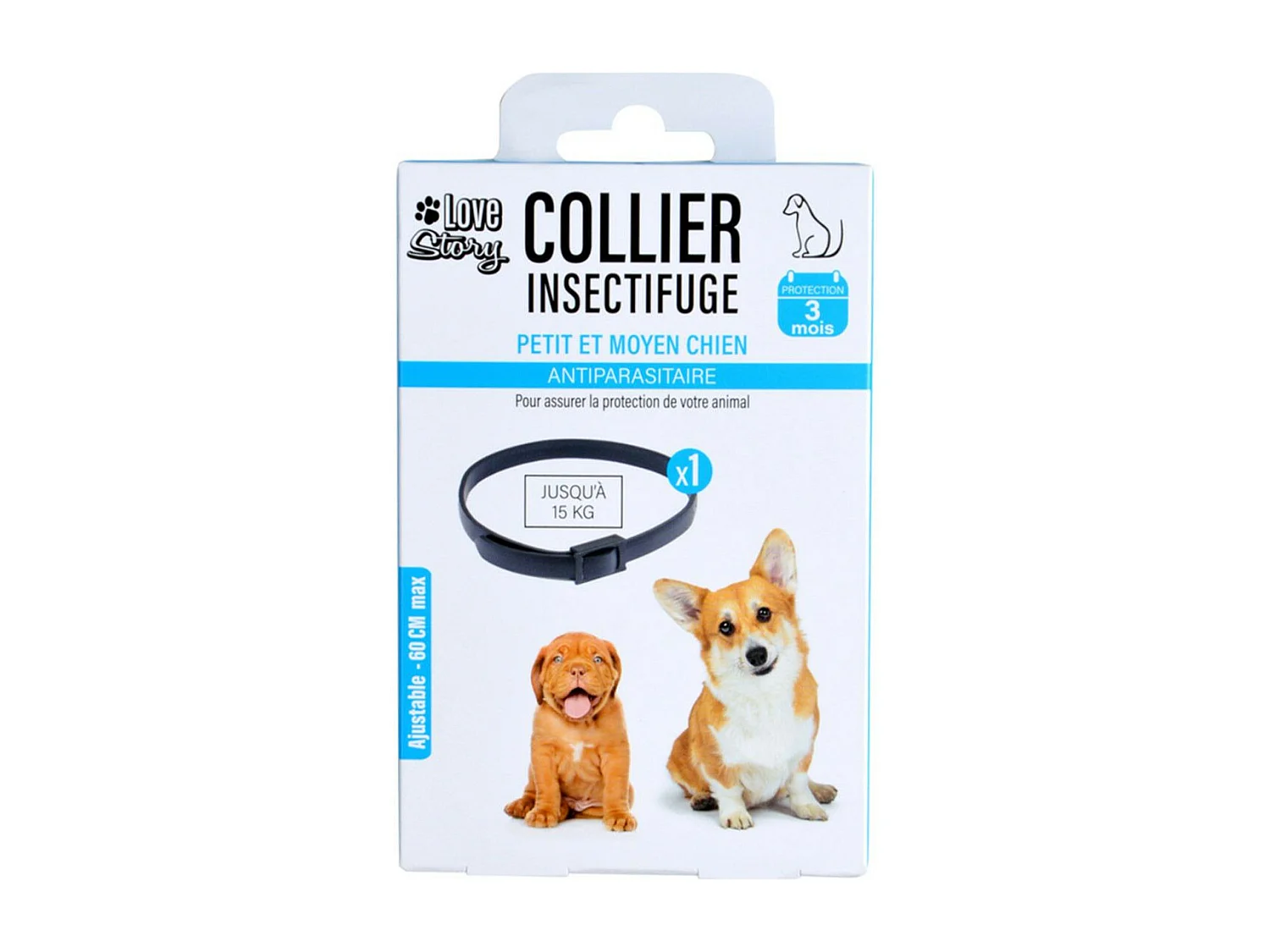 Collier Insectifuge pour Chien "3 Mois" 60cm Noir