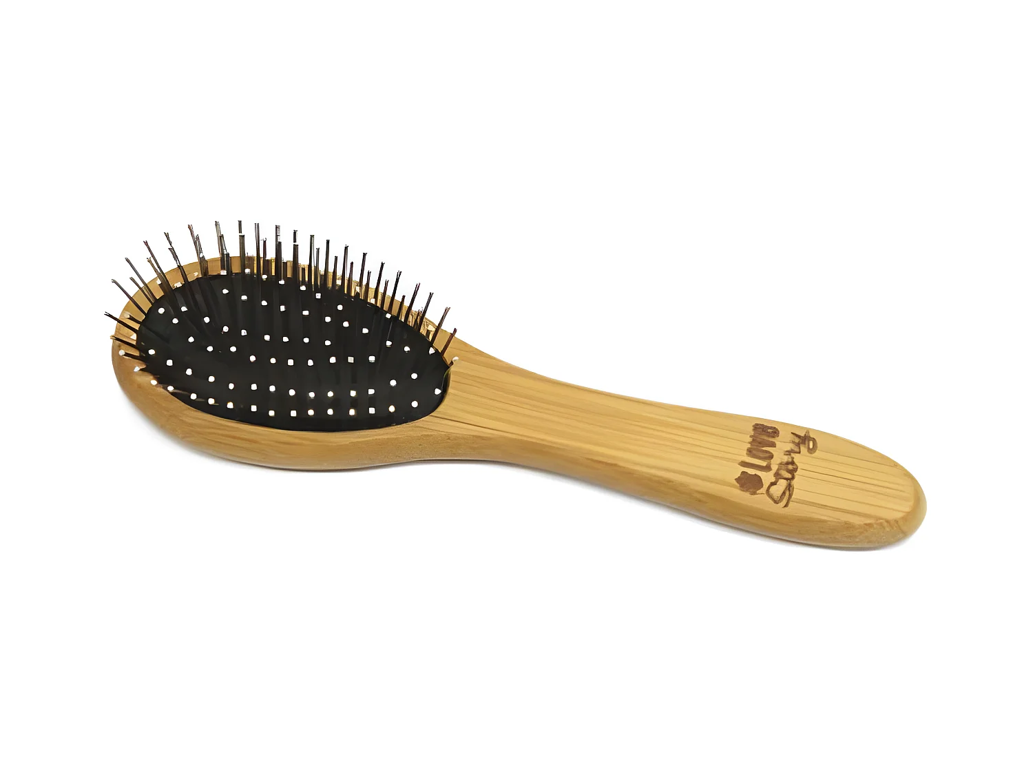 Brosse de Toilettage Bambou "Picots Perles" 19cm Naturel