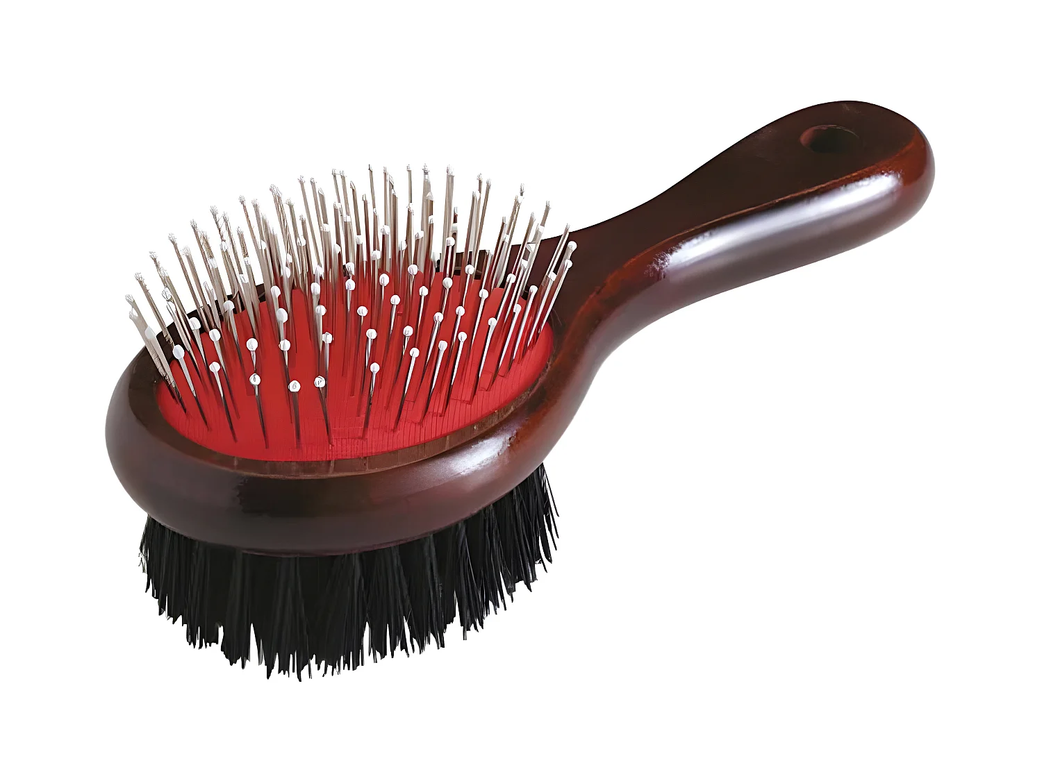 Brosse de Toilettage en Bois "Double Face" 22cm Marron