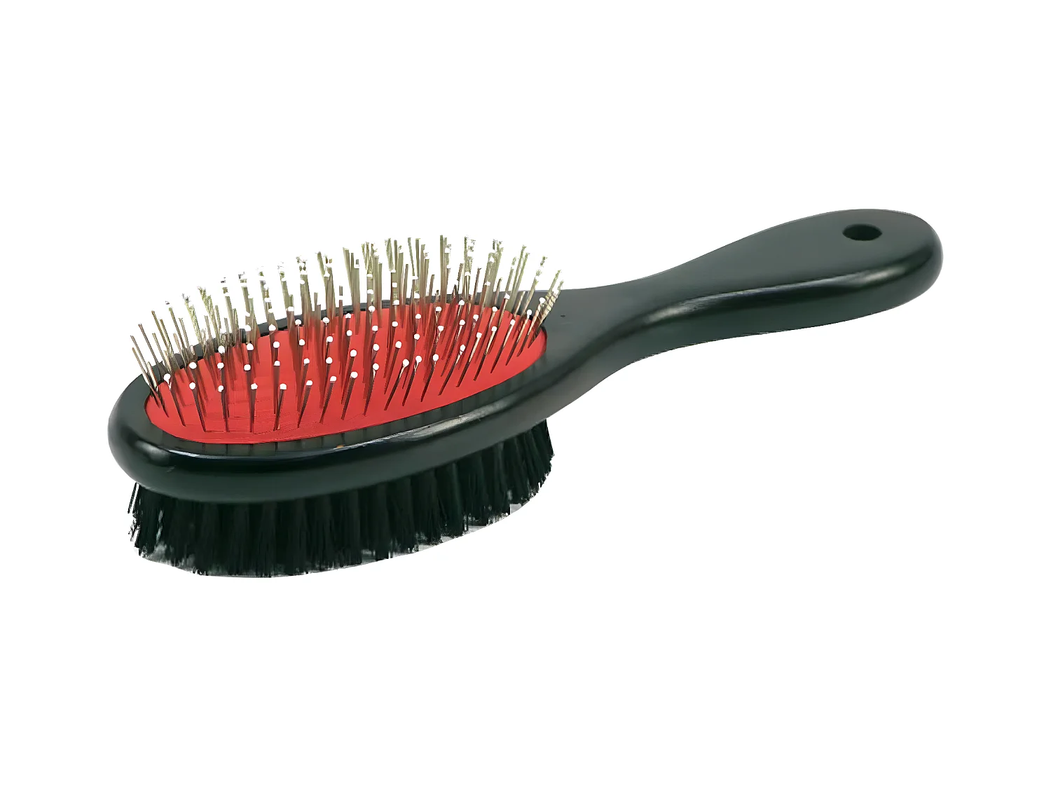Brosse de Toilettage en Bois "Double Face" 25cm Noir