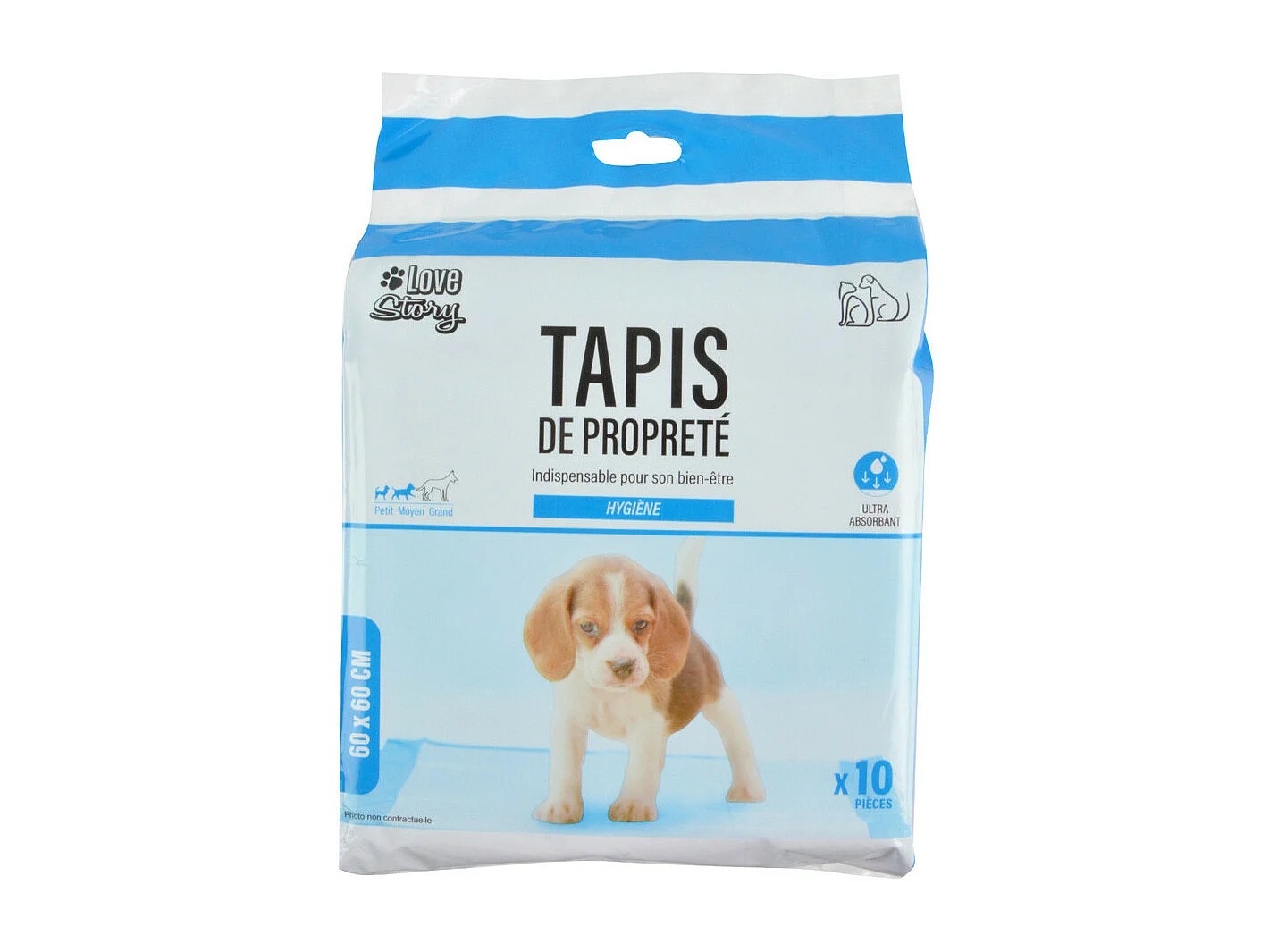Lot de 10 Tapis de Propreté "Chien" 60cm Blanc