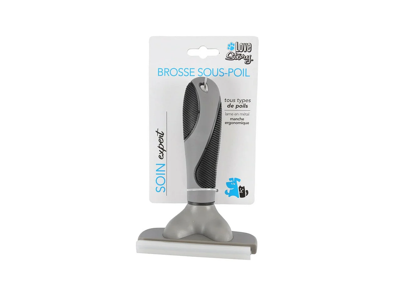 Brosse pour Chien & Chat "Sous Poils" 16cm Gris