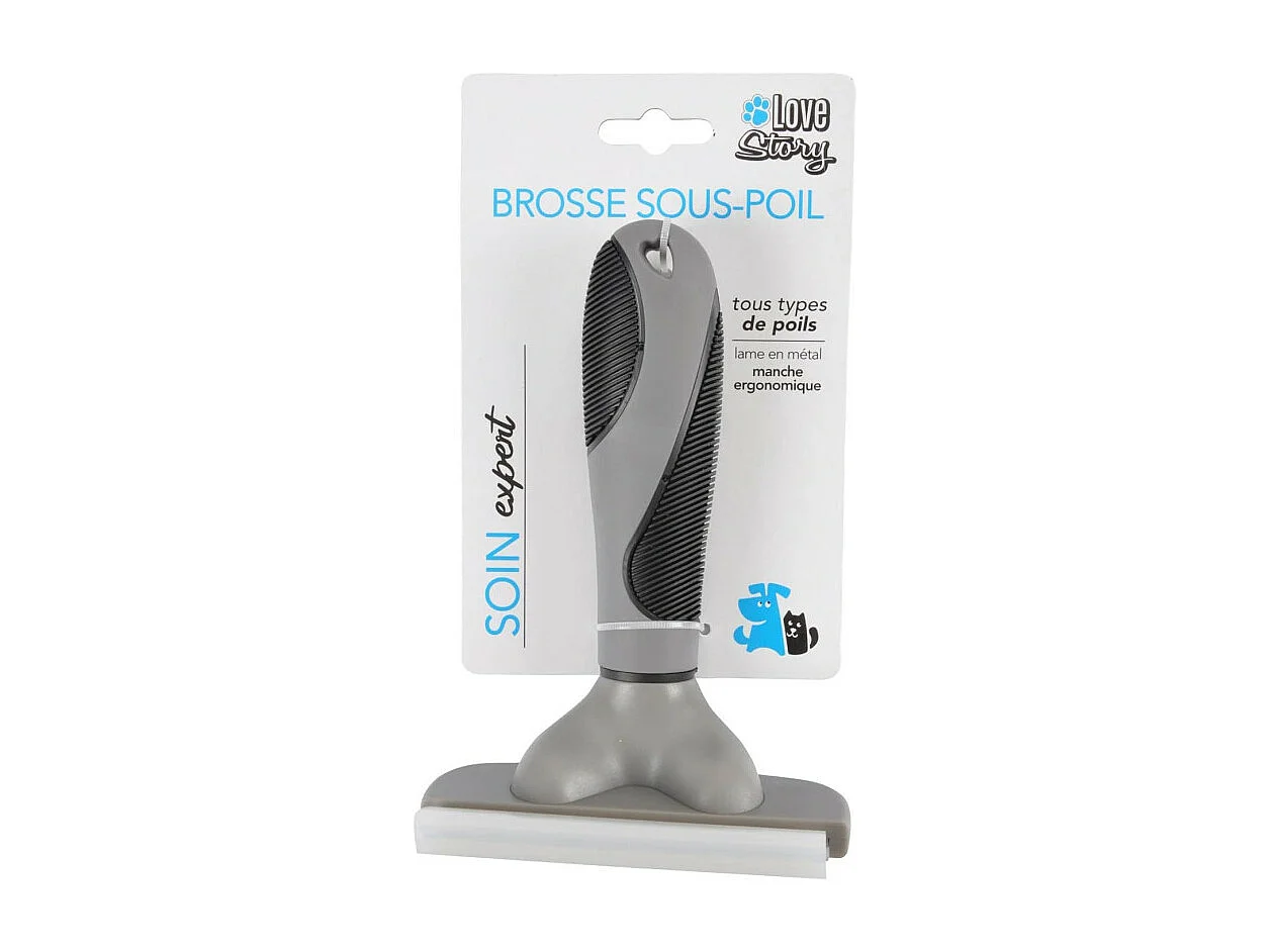 Brosse pour Chien & Chat "Sous Poils" 16cm Gris