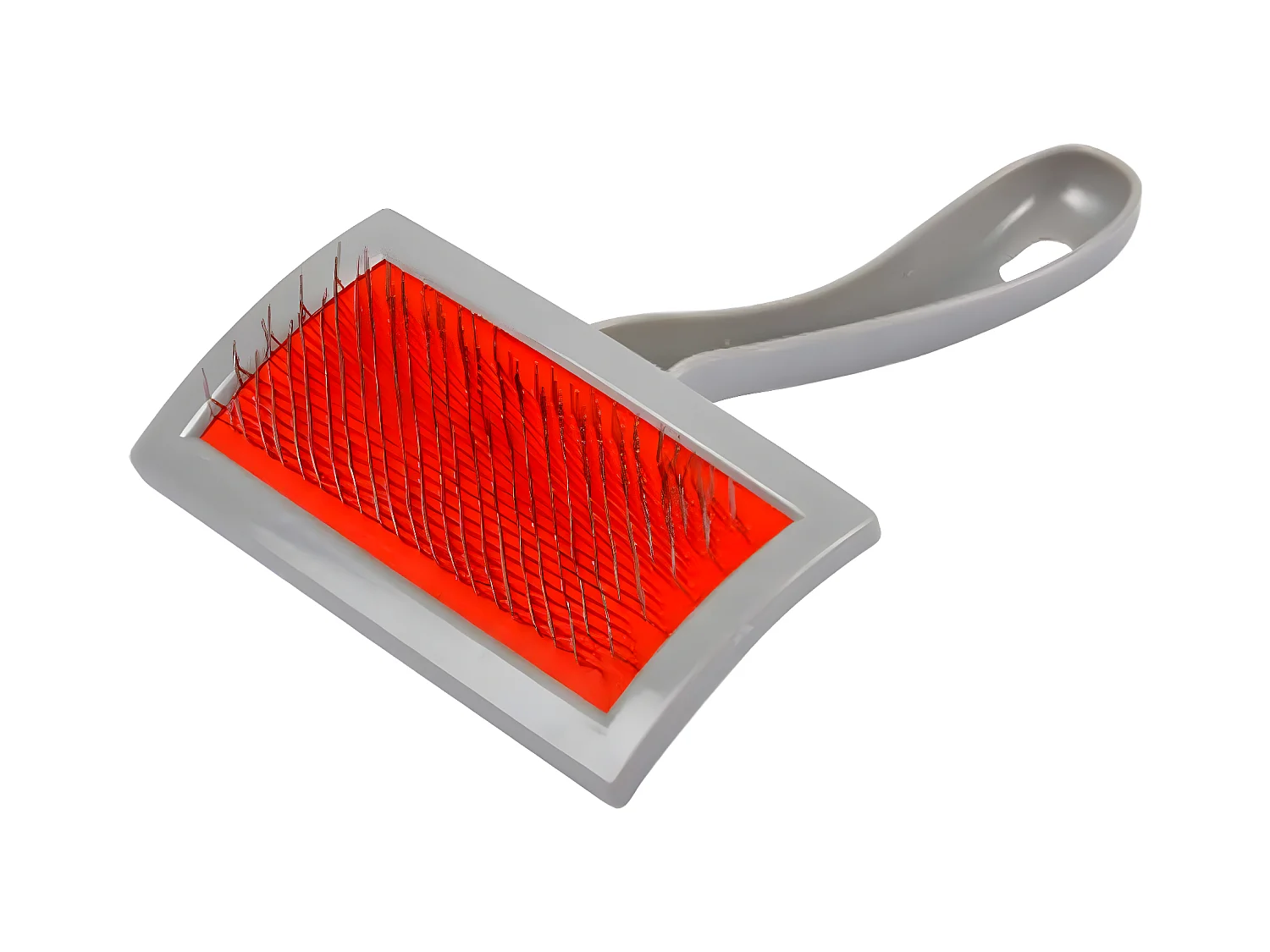 Brosse de Toilettage "Picots" 20cm Gris & Rouge