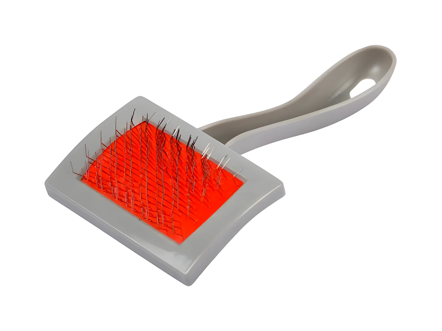 Brosse de Toilettage "Picots" 15cm Gris & Rouge