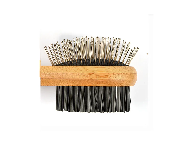 Brosse de Toilettage en Bambou "Double Face" 22cm Naturel