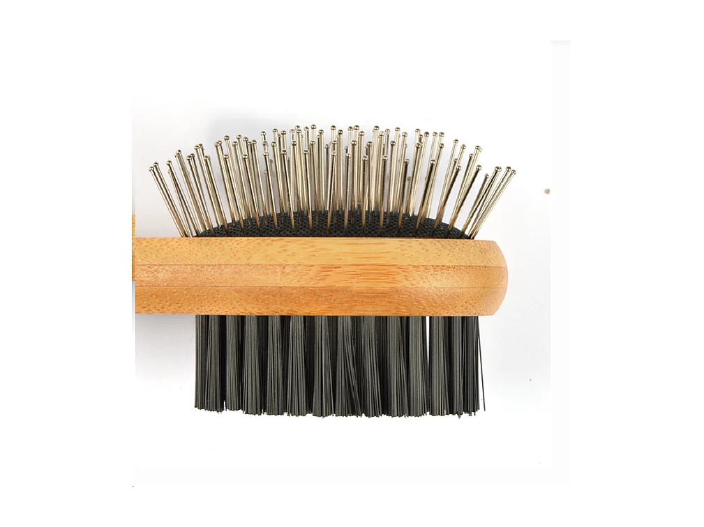 Brosse de Toilettage en Bambou "Double Face" 22cm Naturel