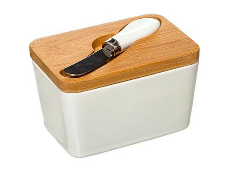 Beurrier & Couteau "Grès" 13cm Blanc