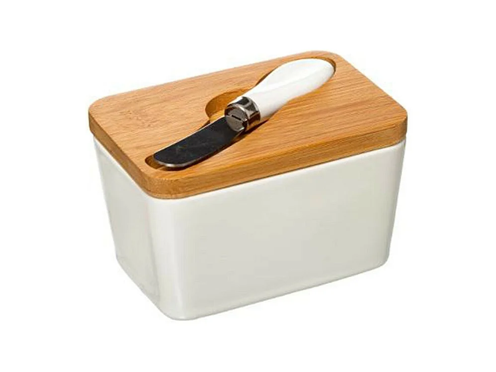 Beurrier & Couteau "Grès" 13cm Blanc