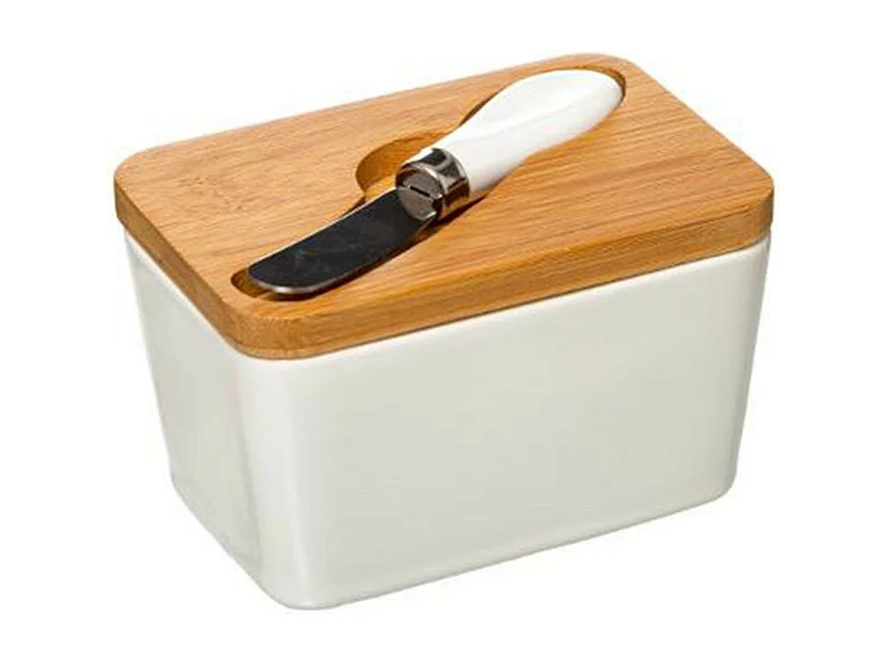 Beurrier & Couteau "Grès" 13cm Blanc