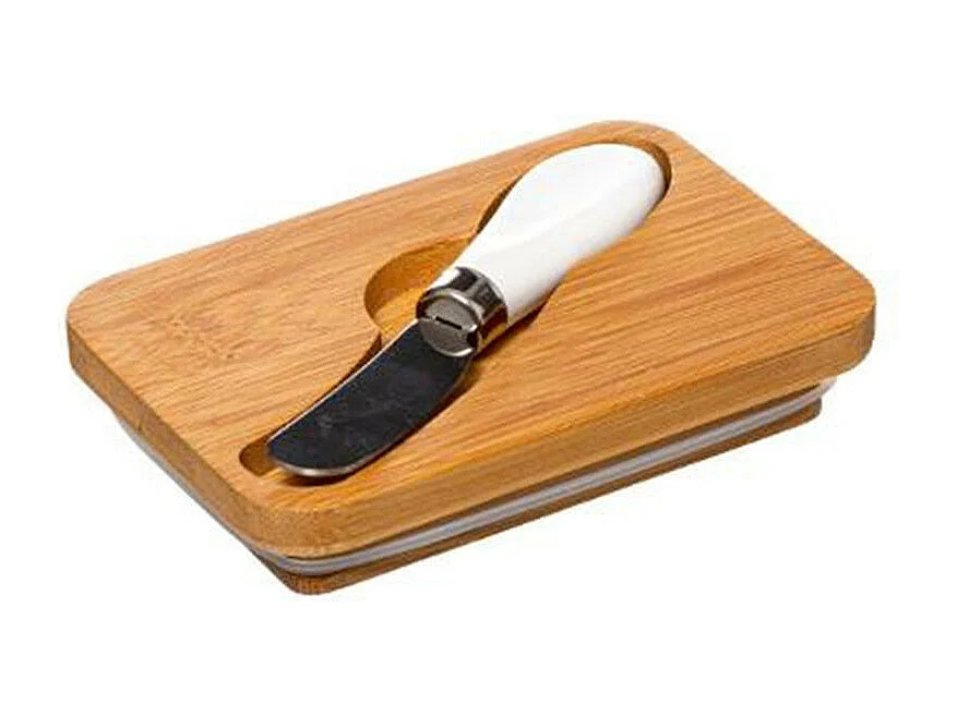 Beurrier & Couteau "Grès" 13cm Blanc