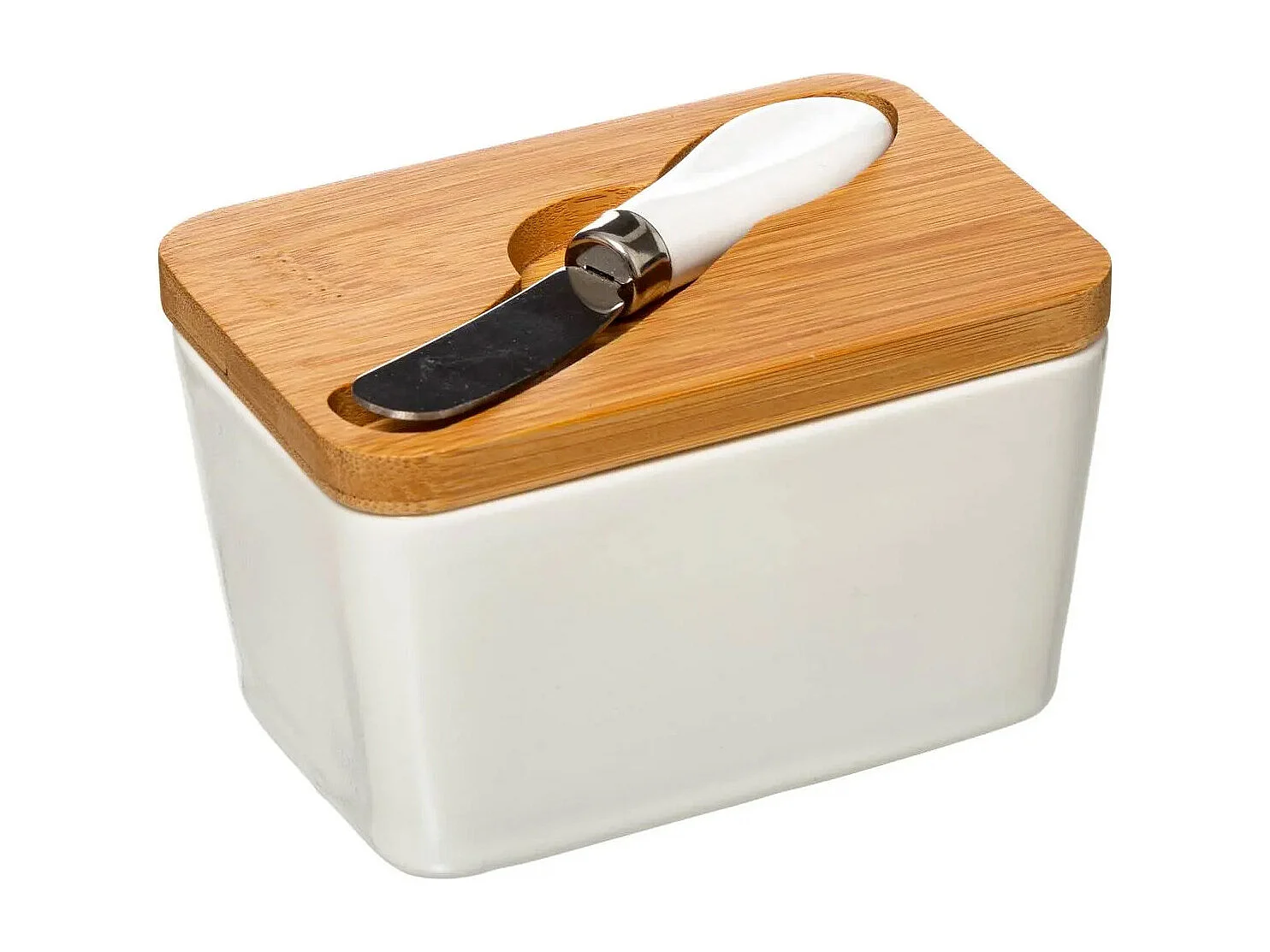 Beurrier & Couteau "Grès" 13cm Blanc
