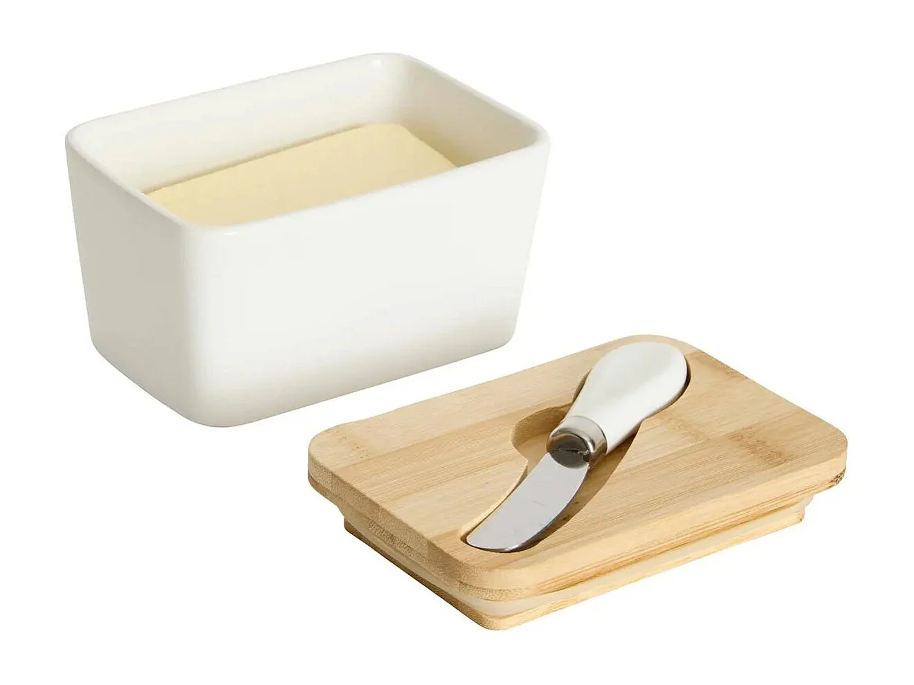 Beurrier & Couteau "Grès" 13cm Blanc