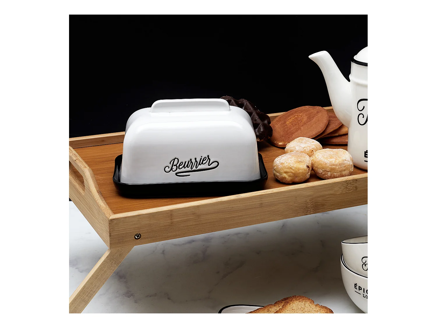 Beurrier Brooklyn 18cm Noir, Blanc