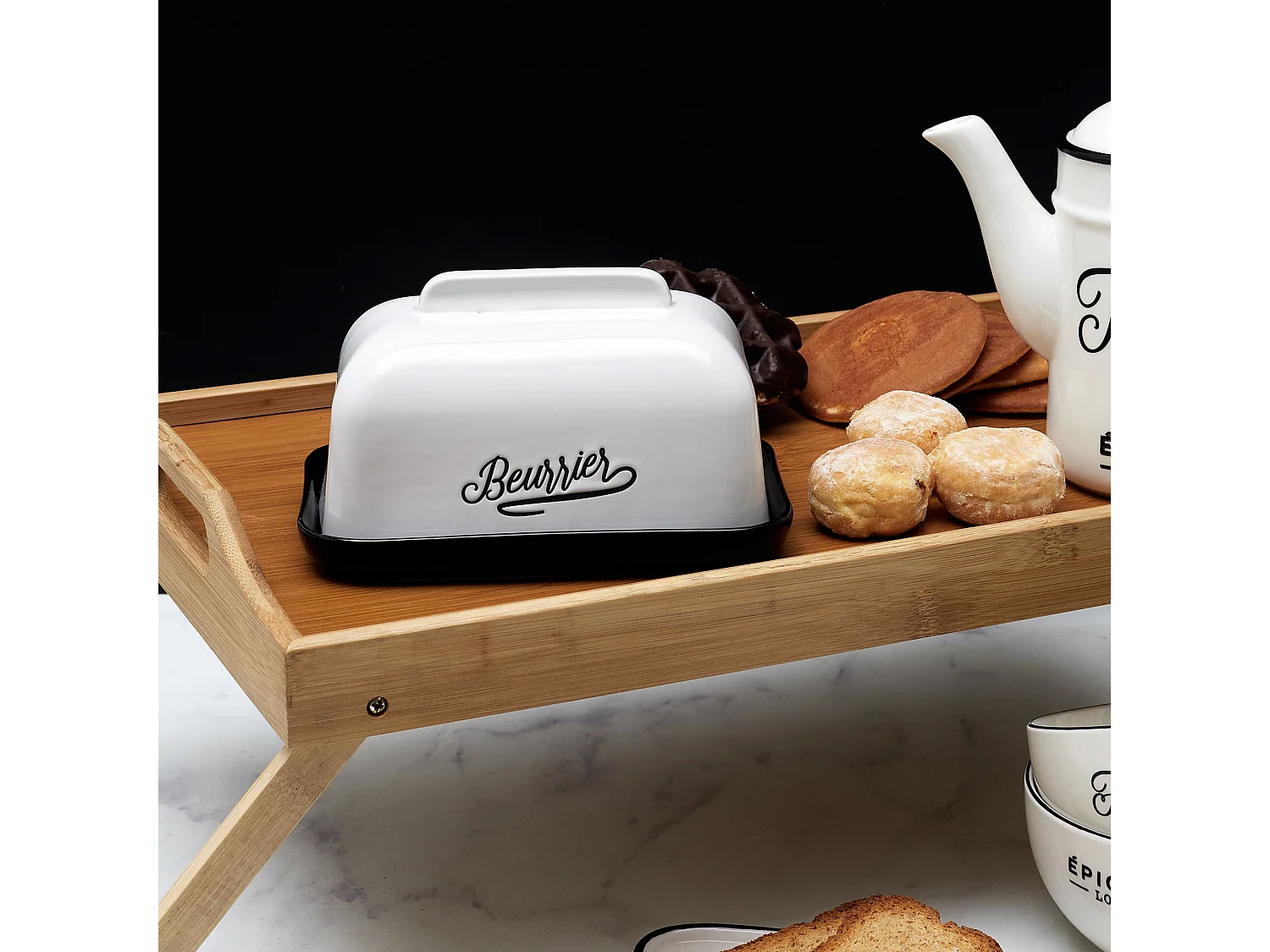 Beurrier Brooklyn 18cm Noir, Blanc