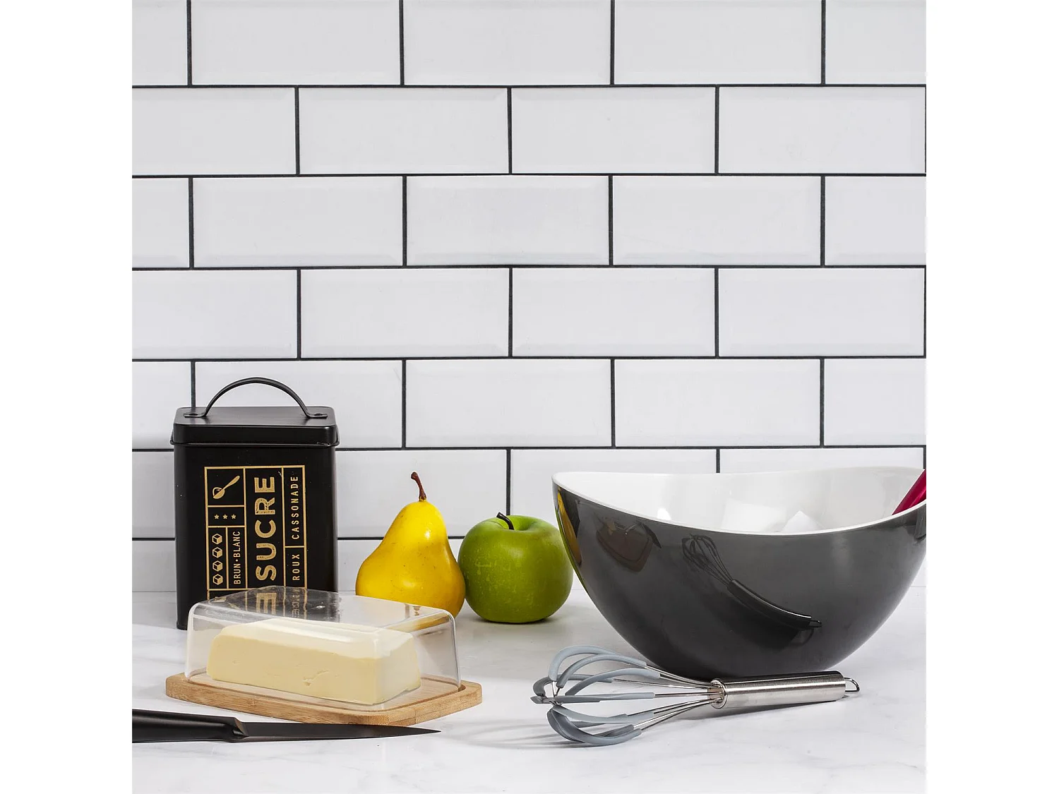 Beurrier Déco "Bambou" 20cm Transparent & Naturel