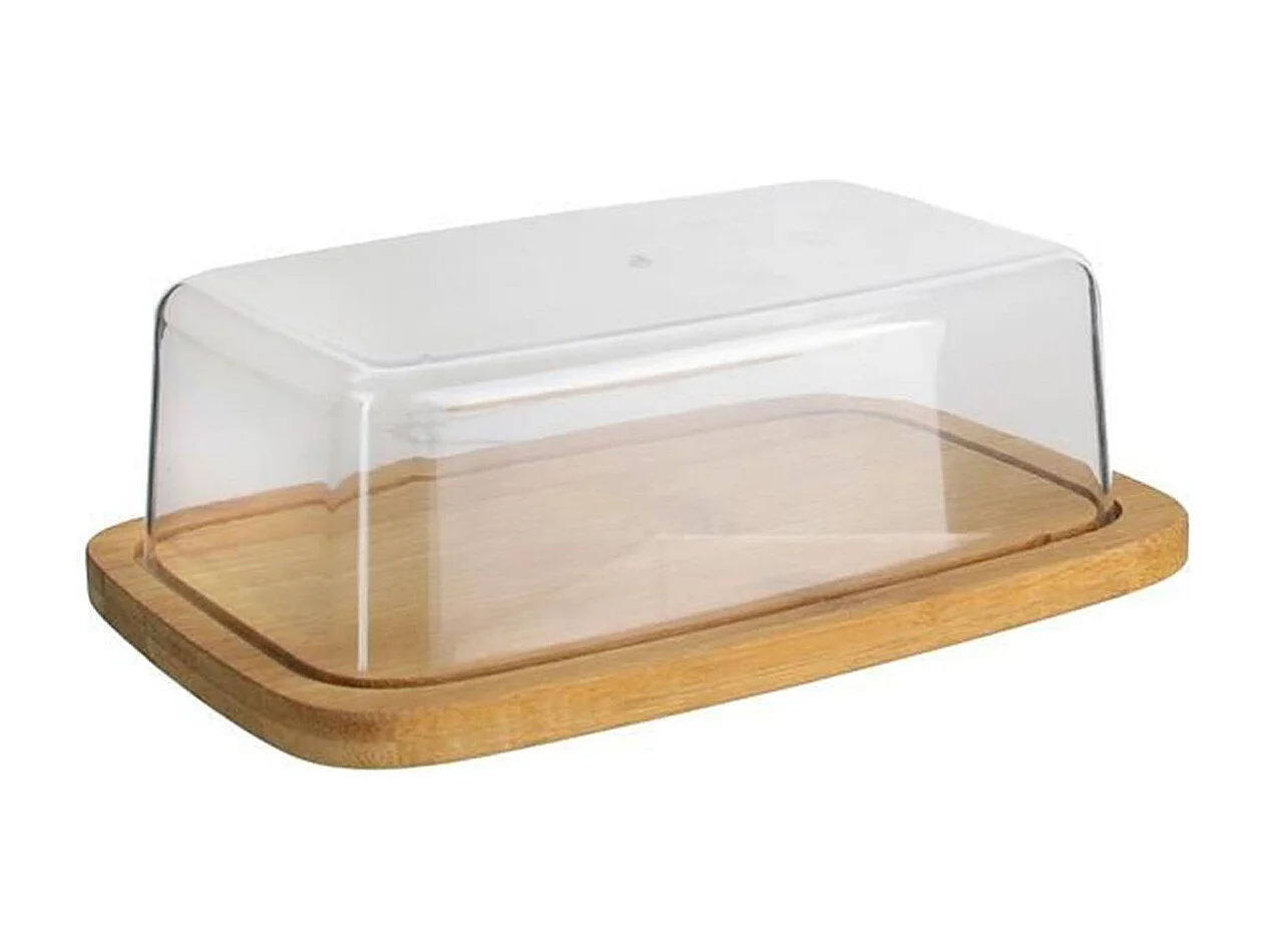 Beurrier Déco "Bambou" 20cm Transparent & Naturel