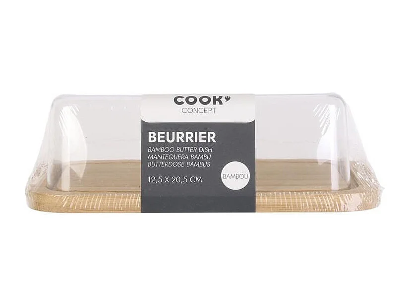 Beurrier Déco "Bambou" 20cm Transparent & Naturel