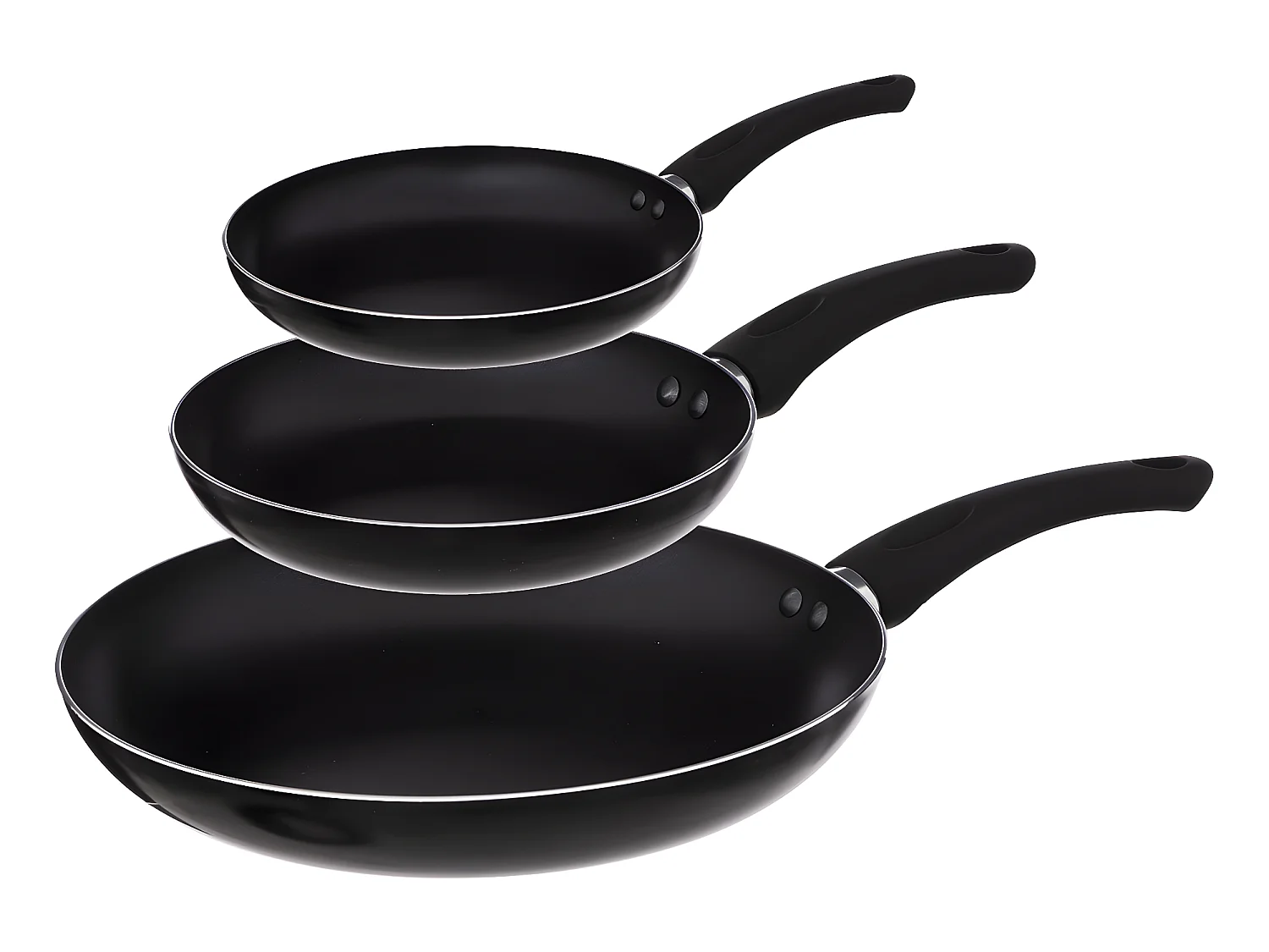 Lot de 3 Poêles en Aluminium "Indu" 20-24-28cm Noir