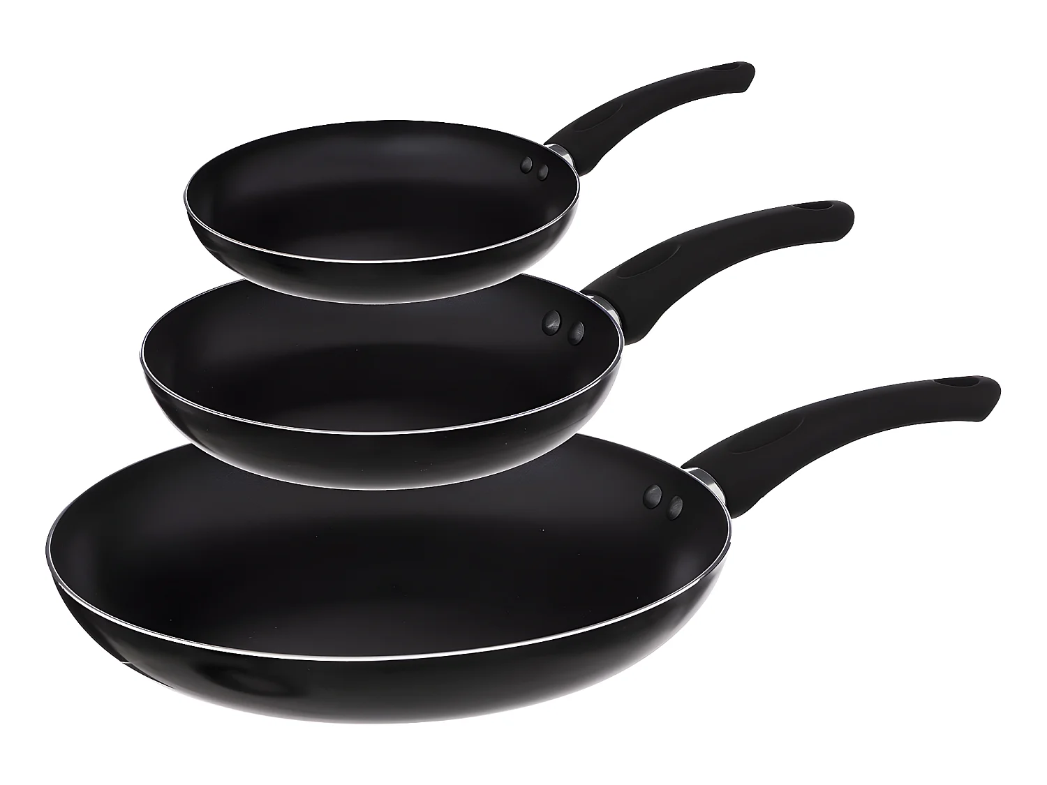 Lot de 3 Poêles en Aluminium "Indu" 20-24-28cm Noir