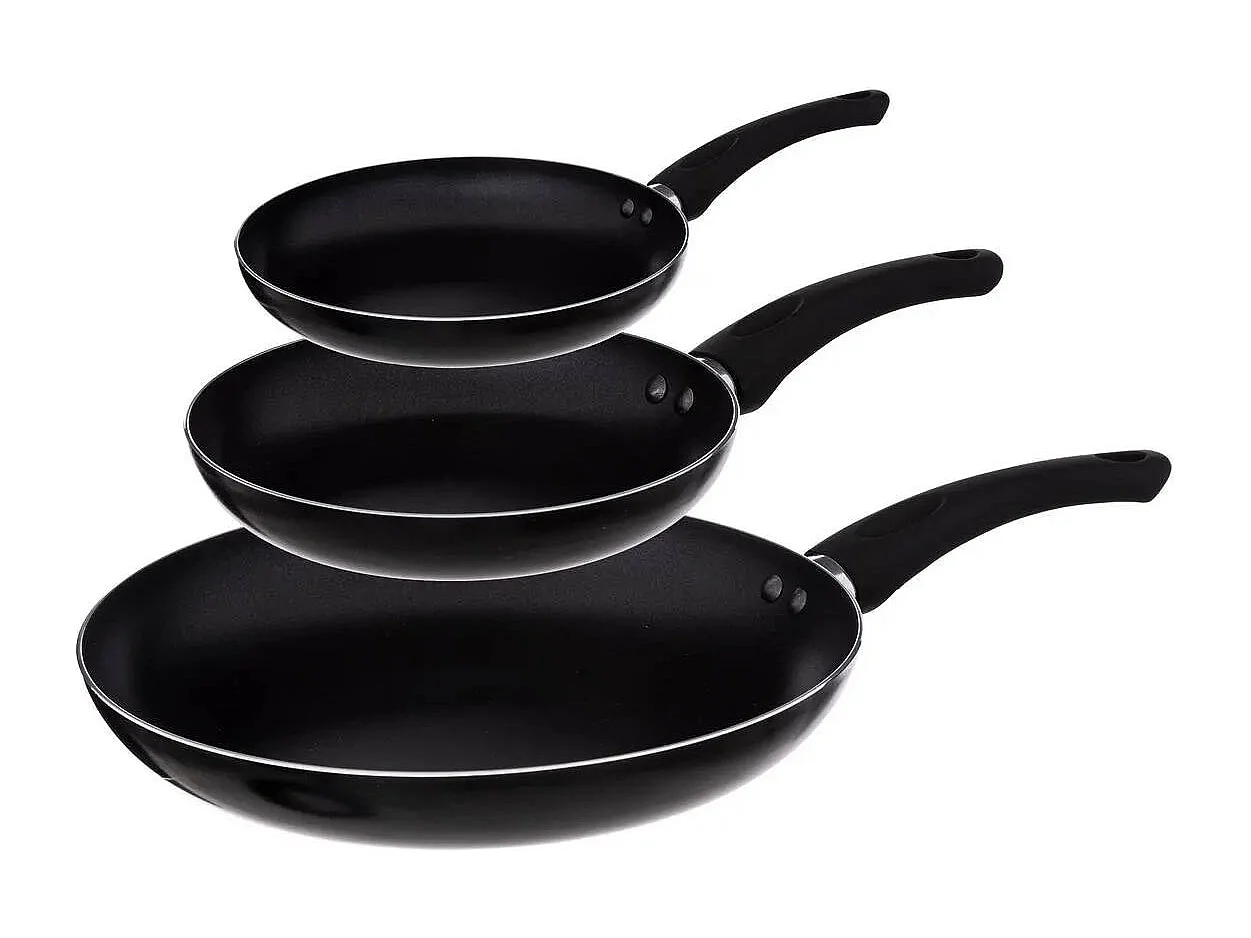 Lot de 3 Poêles en Aluminium "Indu" 20-24-28cm Noir